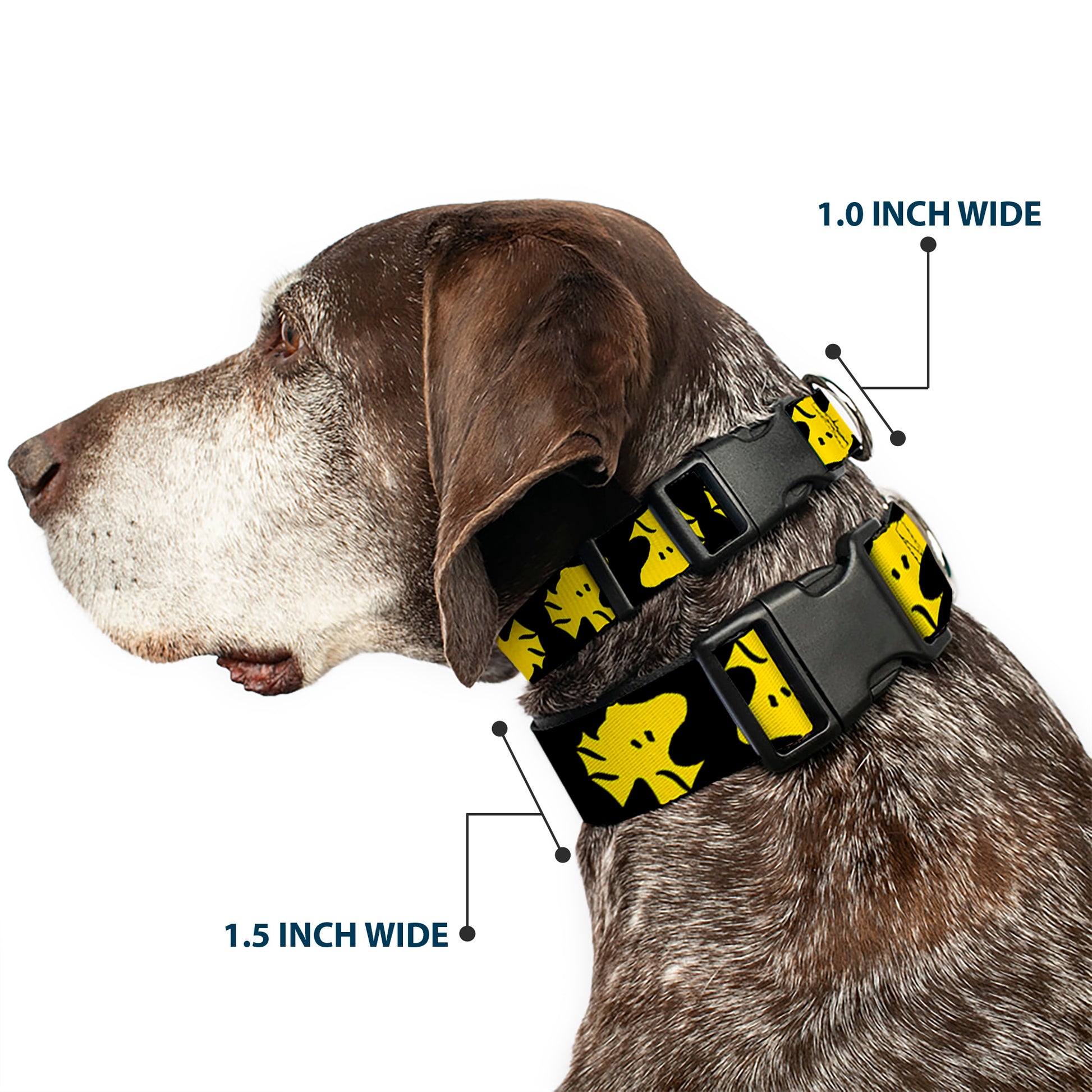 Plastic Clip Collar - Peanuts Woodstock Face Flip Black/Yellow Plastic Clip Collars Peanuts