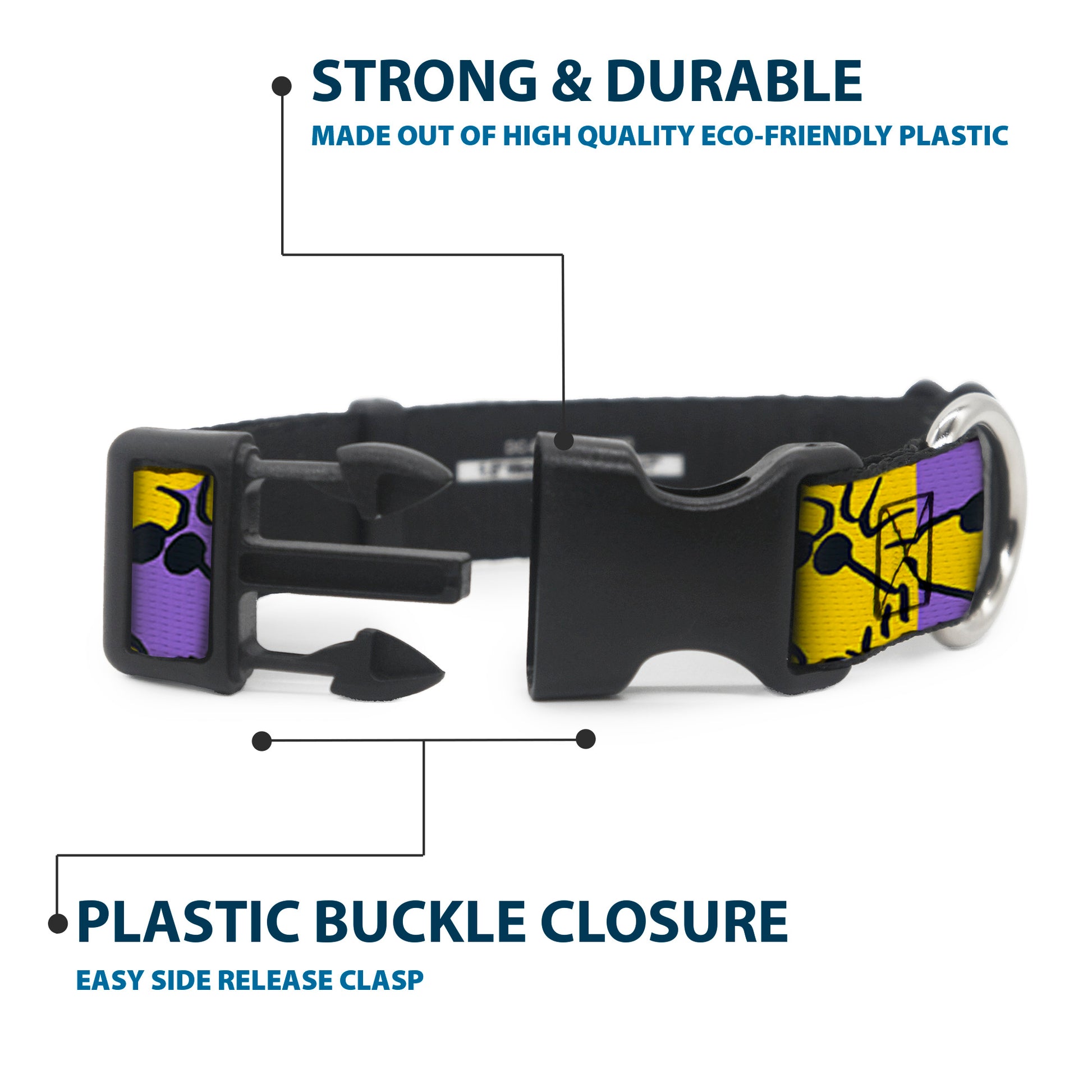 Plastic Clip Collar - Peanuts Woodstock Shades Pose Blocks Blue/Yellow/Black Plastic Clip Collars Peanuts