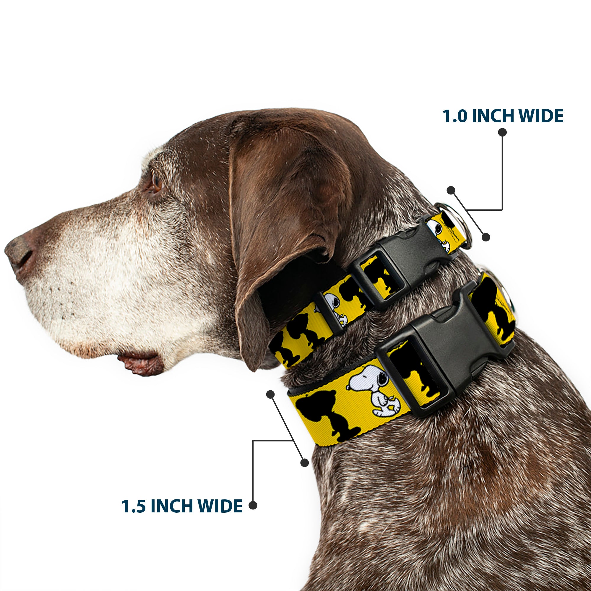 Plastic Clip Collar - Peanuts Snoopy Walking/Silhouette Pose Yellow/Black/White Plastic Clip Collars Peanuts