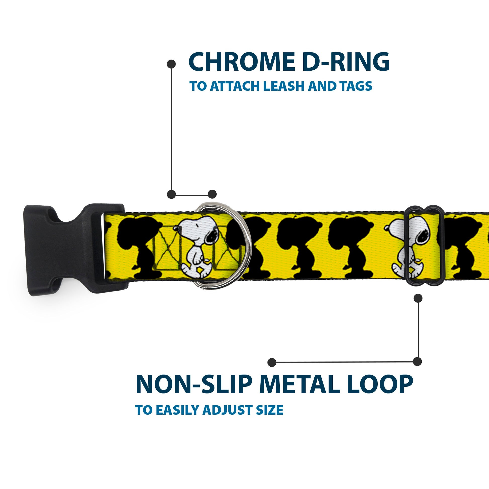 Plastic Clip Collar - Peanuts Snoopy Walking/Silhouette Pose Yellow/Black/White Plastic Clip Collars Peanuts