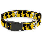 Plastic Clip Collar - Peanuts Snoopy Walking/Silhouette Pose Yellow/Black/White Plastic Clip Collars Peanuts