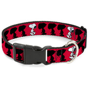 Plastic Clip Collar - Peanuts Snoopy Walking/Silhouette Pose Red/Black/White Plastic Clip Collars Peanuts