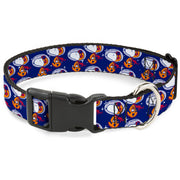 Plastic Clip Collar - Peanuts Astronaut Snoopy Walking Pose Scattered Blue/Orange Plastic Clip Collars Peanuts