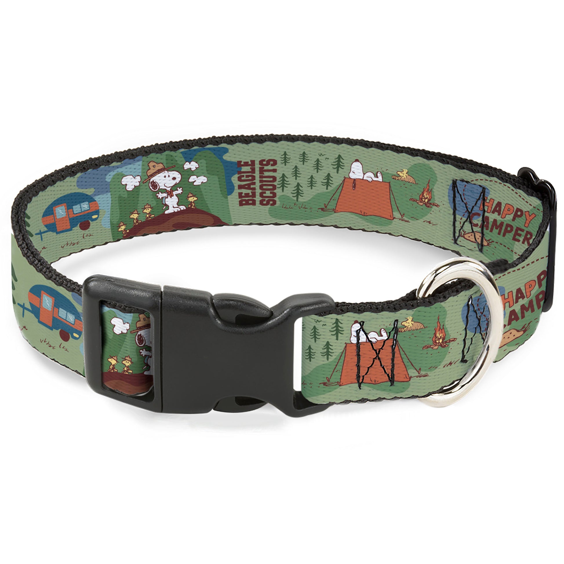 Plastic Clip Collar - Peanuts HAPPY CAMPER BEAGLE SCOUTS Scenes Plastic Clip Collars Peanuts