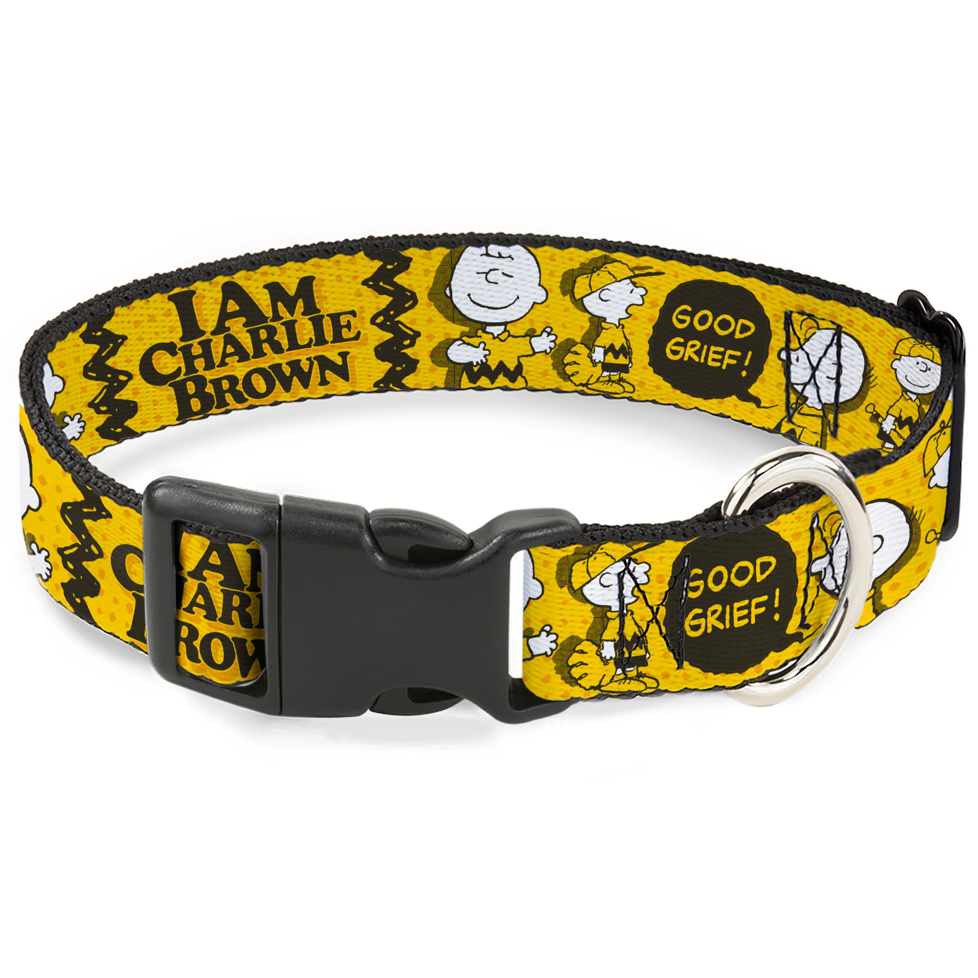 Plastic Clip Collar - Peanuts I AM CHARLIE BROWN Poses and Zig Zag Stripe Yellows/Black Plastic Clip Collars Peanuts