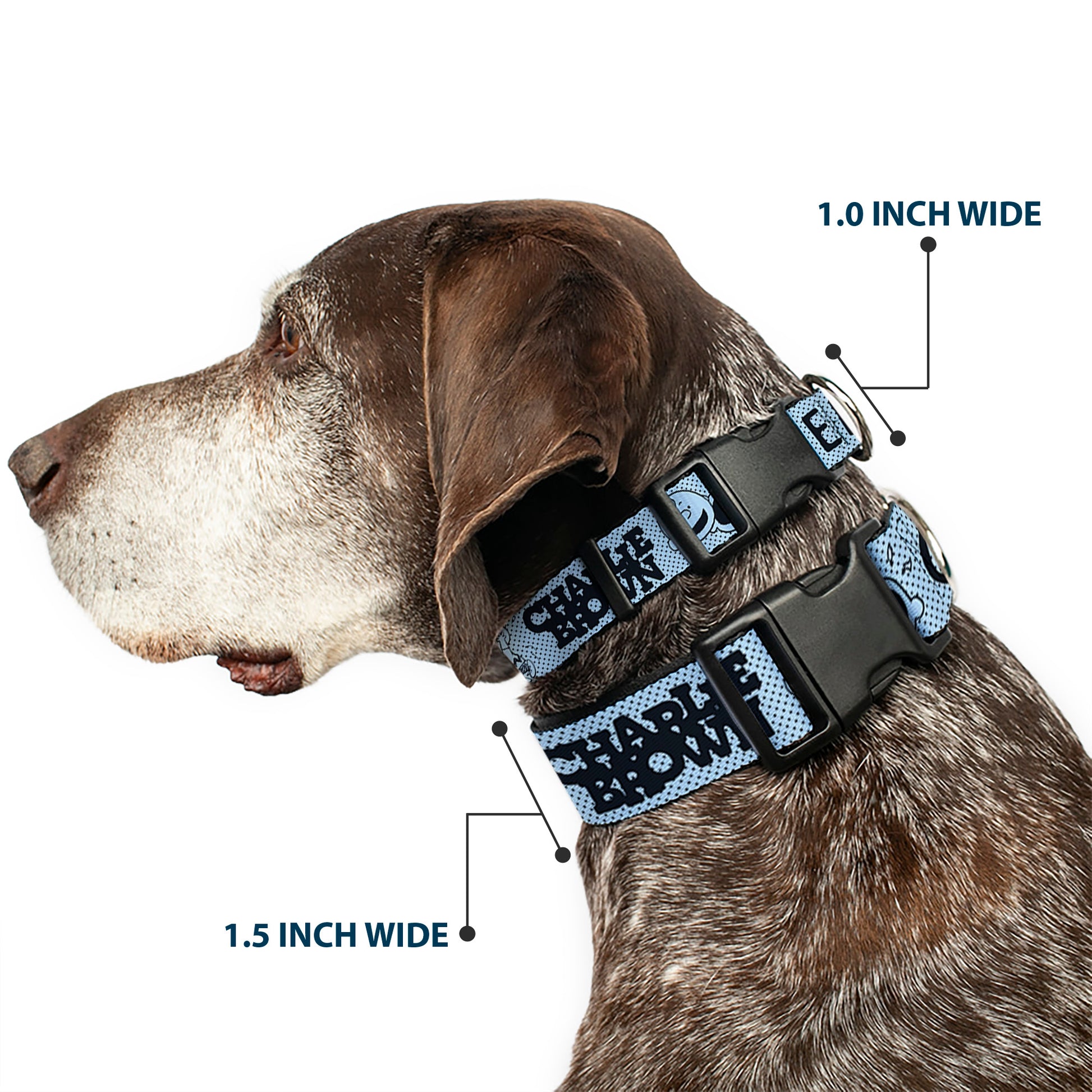 Plastic Clip Collar - CHARLIE BROWN Poses and Quotes Light Blue/Black Plastic Clip Collars Peanuts