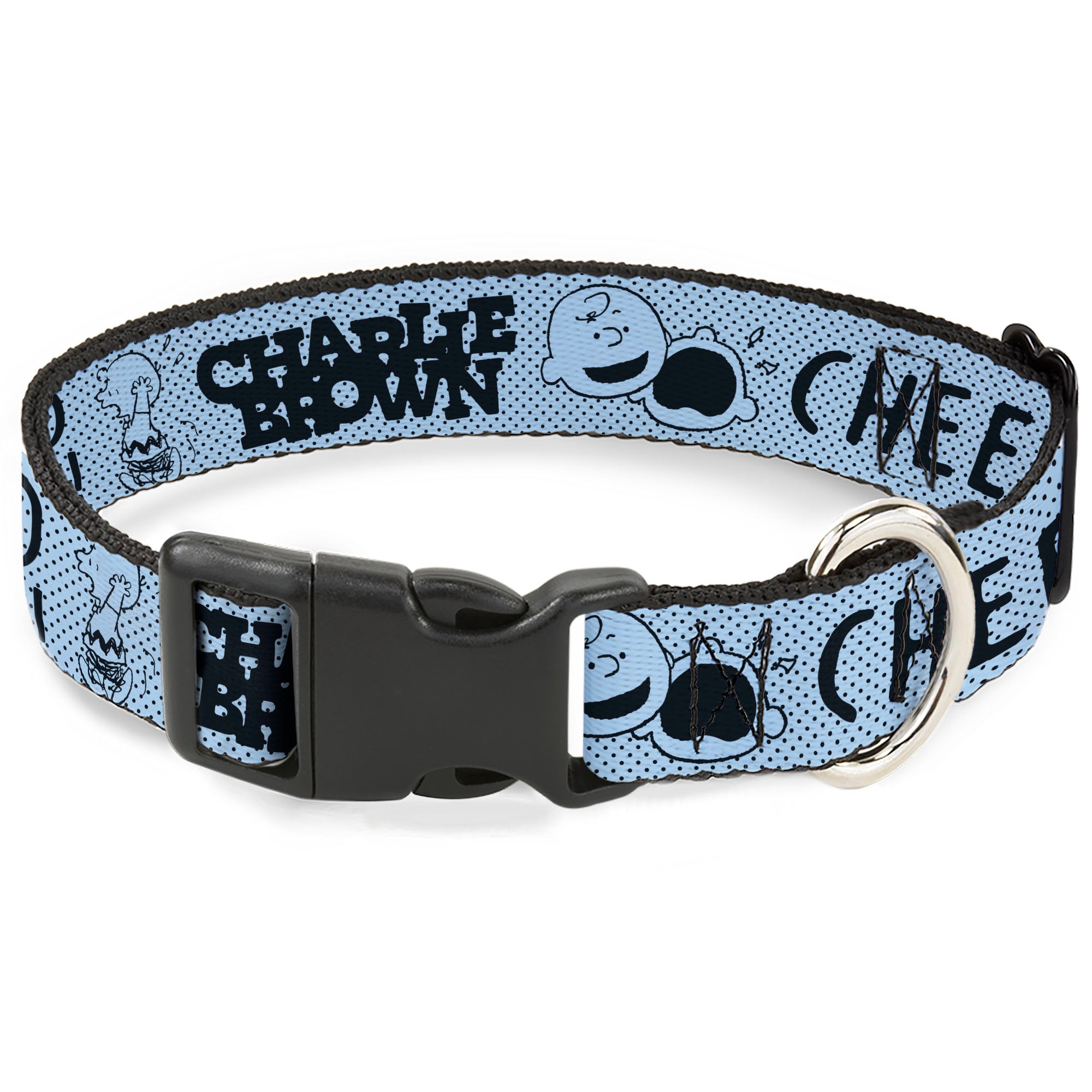 Plastic Clip Collar - CHARLIE BROWN Poses and Quotes Light Blue/Black Plastic Clip Collars Peanuts