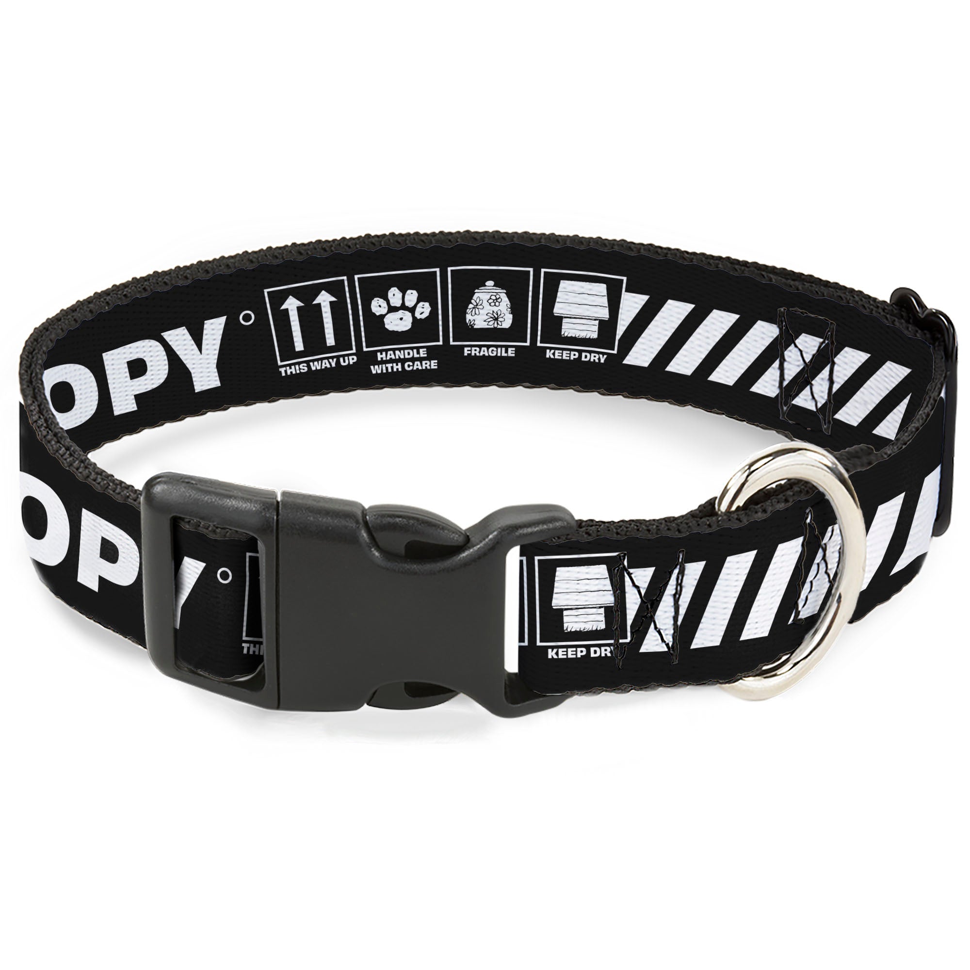 Plastic Clip Collar - Peanuts SNOOPY Care Symbols 100% ORIGINAL Black/White Plastic Clip Collars Peanuts