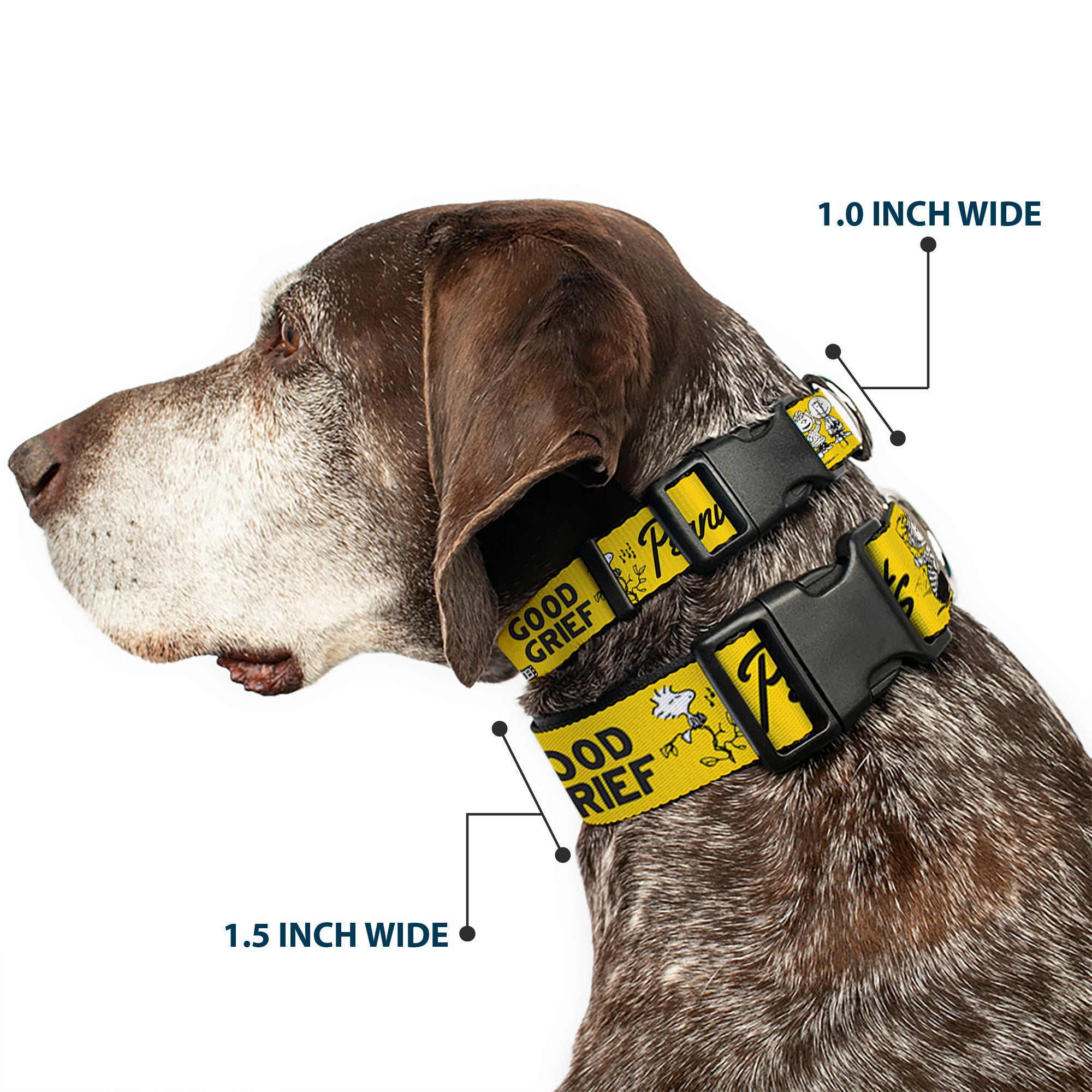Plastic Clip Collar - PEANUTS Gang SINCE 1950 GOOD GRIEF Group Pose Yellow/Black Plastic Clip Collars Peanuts