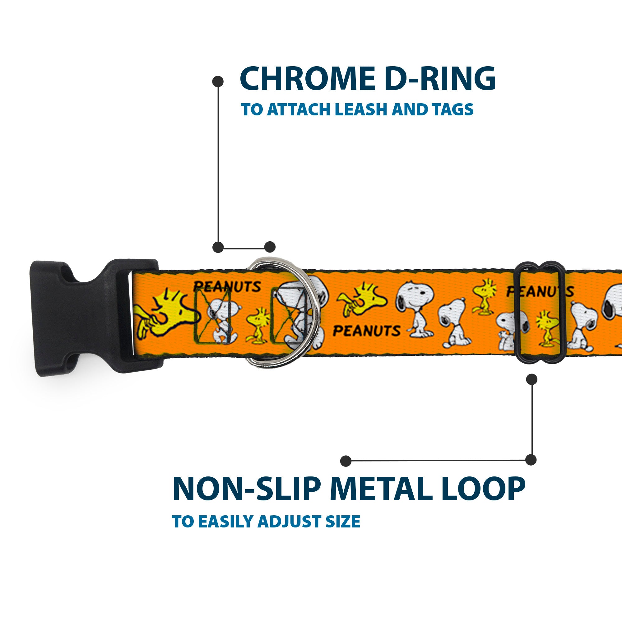 Plastic Clip Collar - PEANUTS Snoopy and Woodstock Poses Collage Orange Plastic Clip Collars Peanuts