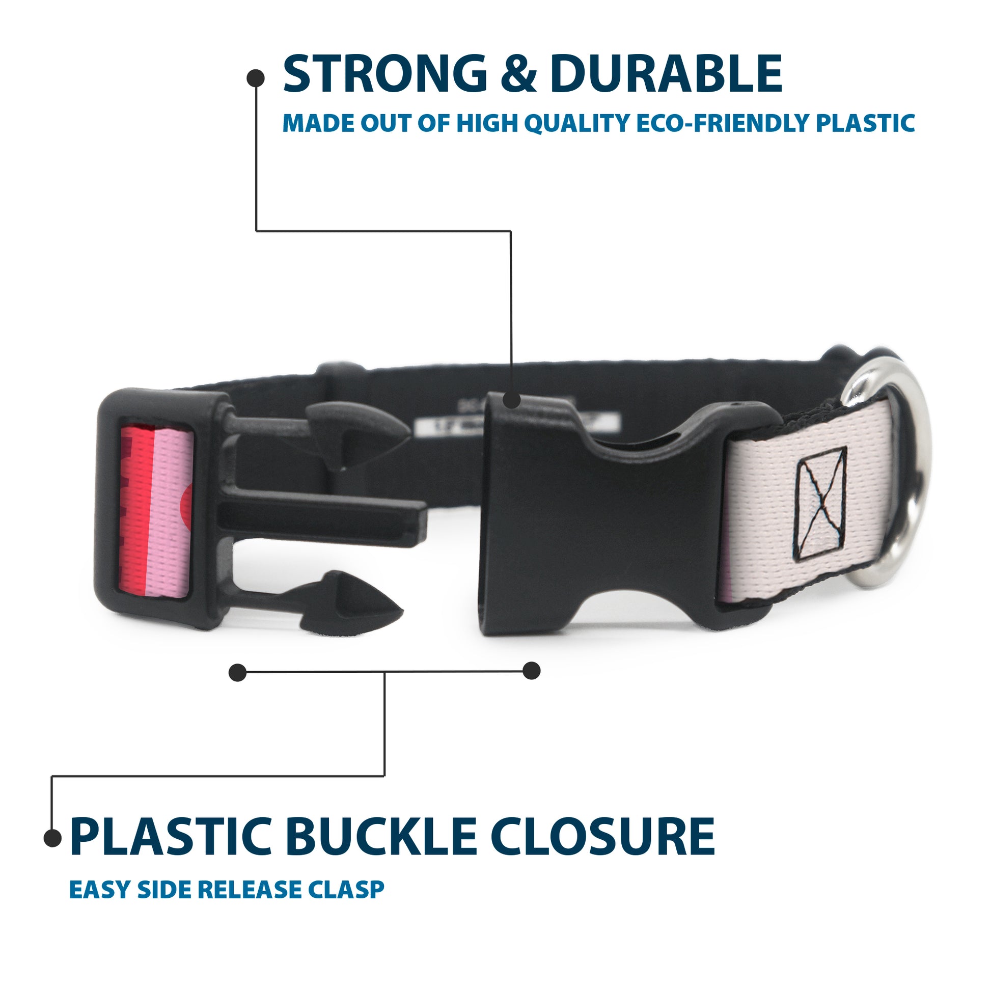 Plastic Clip Collar - Peanuts Snoopy BE MINE Valentine Pose and Icons Blocks White/Reds/Pinks Plastic Clip Collars Peanuts