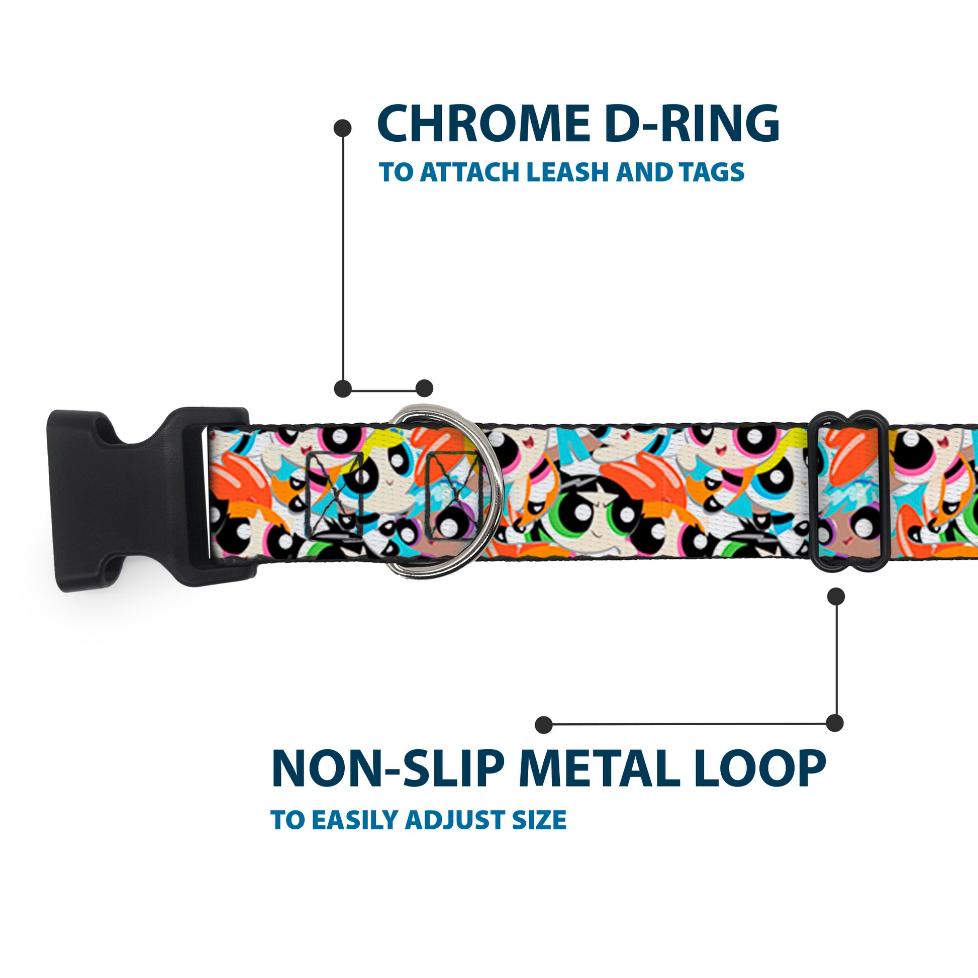 Plastic Clip Collar - The Powerpuff Girls Expressions Stacked Plastic Clip Collars Powerpuff Girls