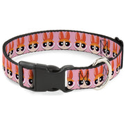 Plastic Clip Collar - The Powerpuff Girls Blossom Face Close-Up Pink Plastic Clip Collars Powerpuff Girls