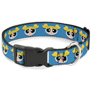 Plastic Clip Collar - The Powerpuff Girls Bubbles Face Close-Up Blue Plastic Clip Collars Powerpuff Girls