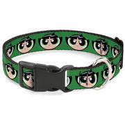 Plastic Clip Collar - The Powerpuff Girls Buttercup Face Close-Up Green Plastic Clip Collars Powerpuff Girls