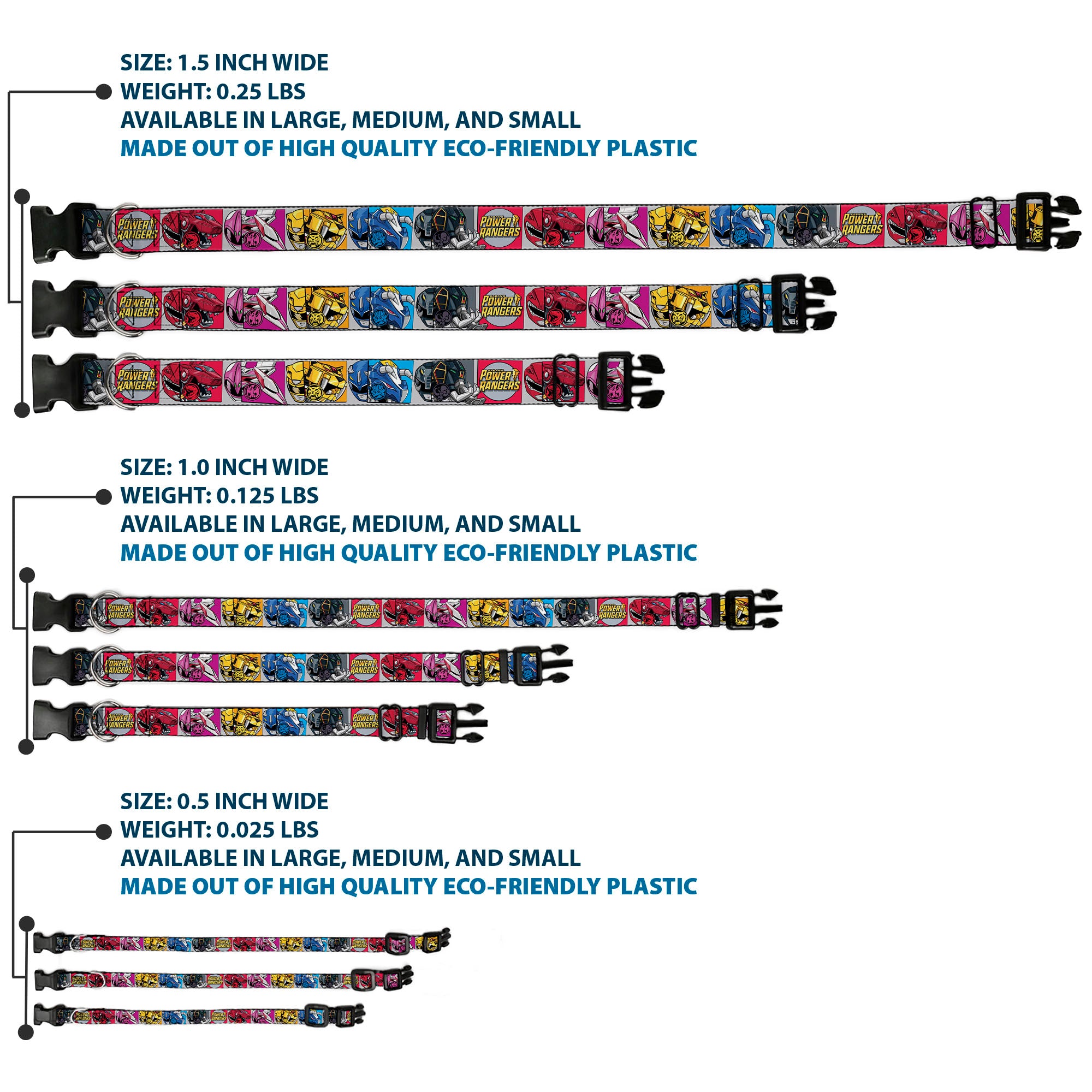Plastic Clip Collar - SABAN'S POWER RANGERS Ranger Zord and Icon Blocks and Title Logo