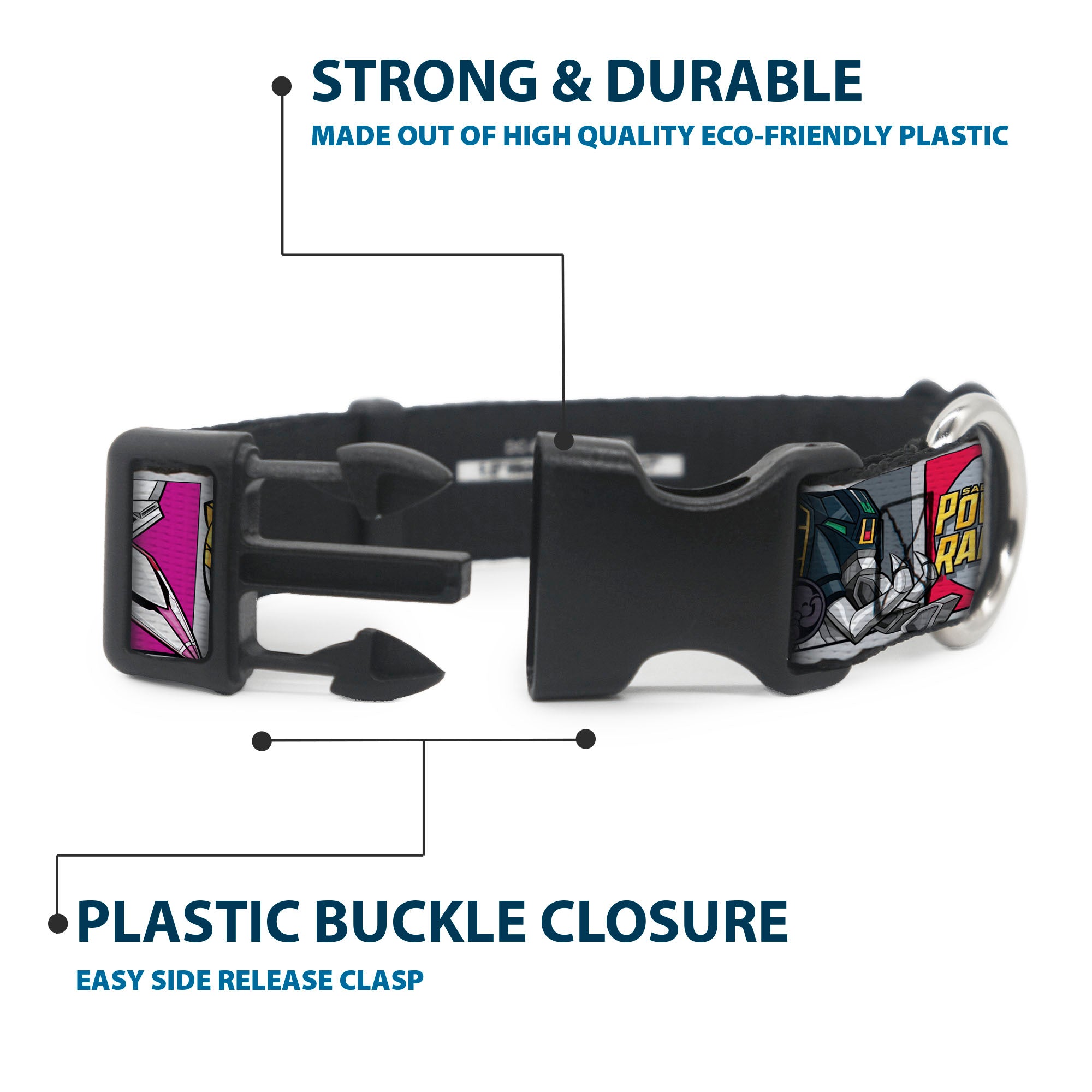Plastic Clip Collar - SABAN'S POWER RANGERS Ranger Zord and Icon Blocks and Title Logo