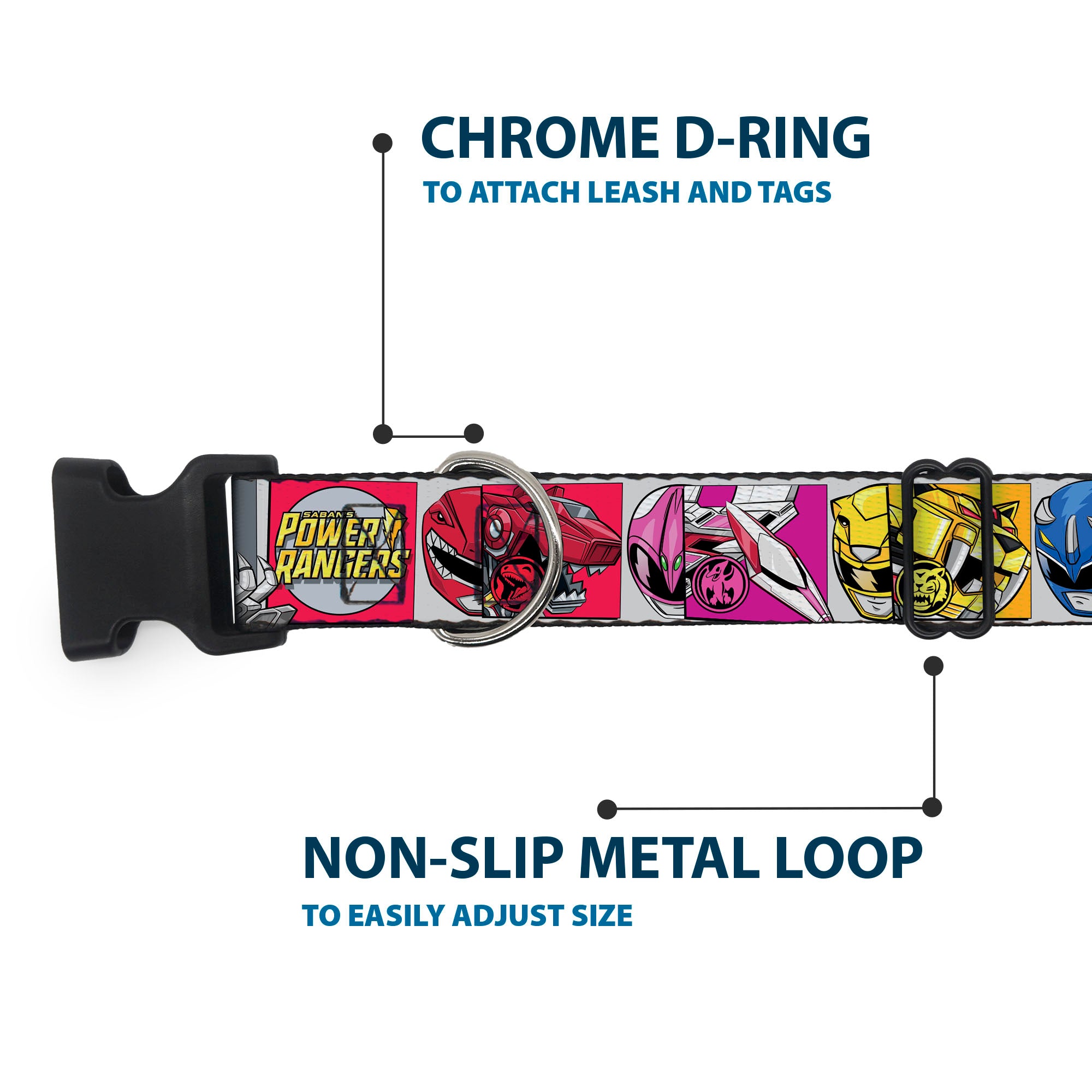 Plastic Clip Collar - SABAN'S POWER RANGERS Ranger Zord and Icon Blocks and Title Logo