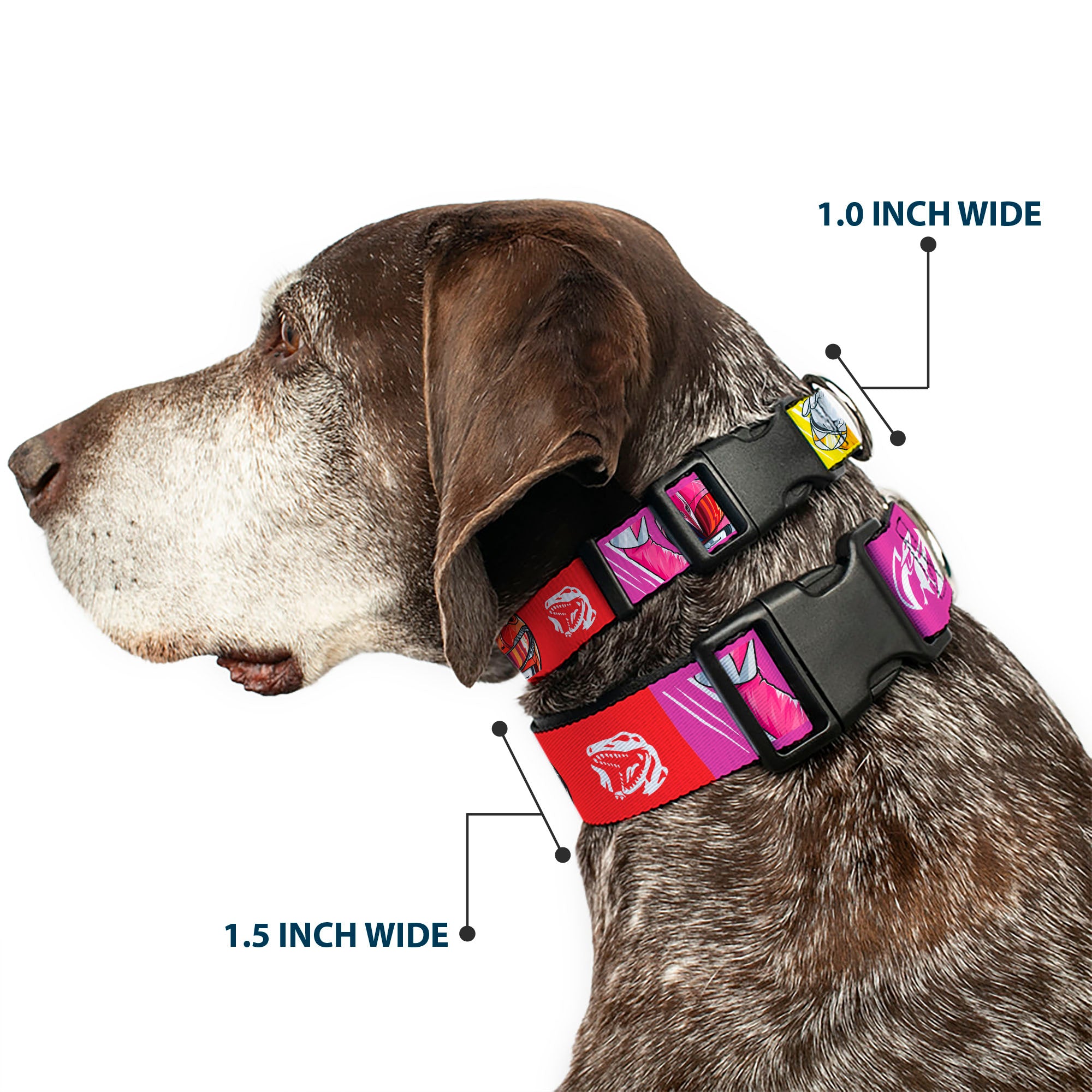 Plastic Clip Collar - Power Rangers Face and Power Icon Blocks Multi Color