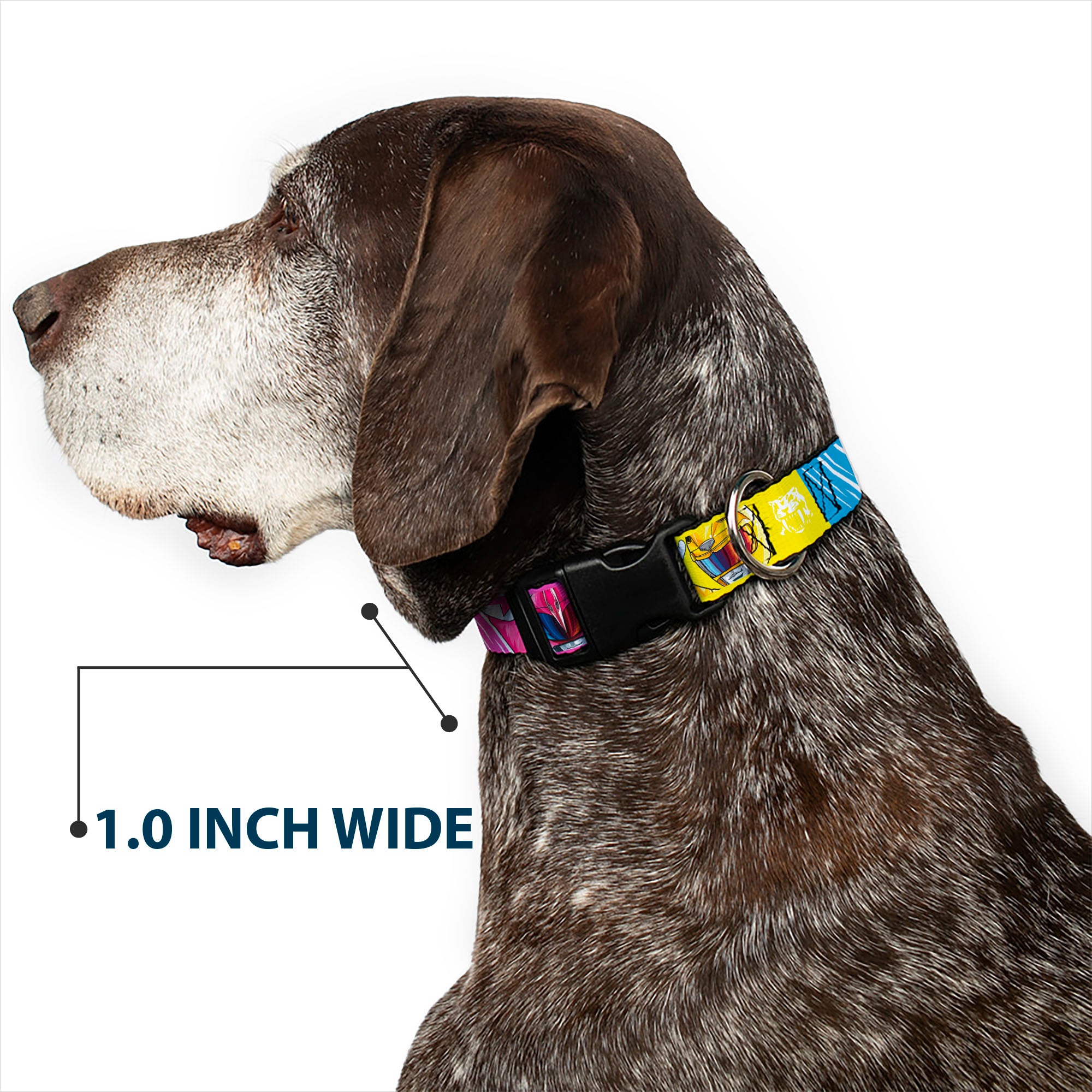 Plastic Clip Collar - Power Rangers Face and Power Icon Blocks Multi Color