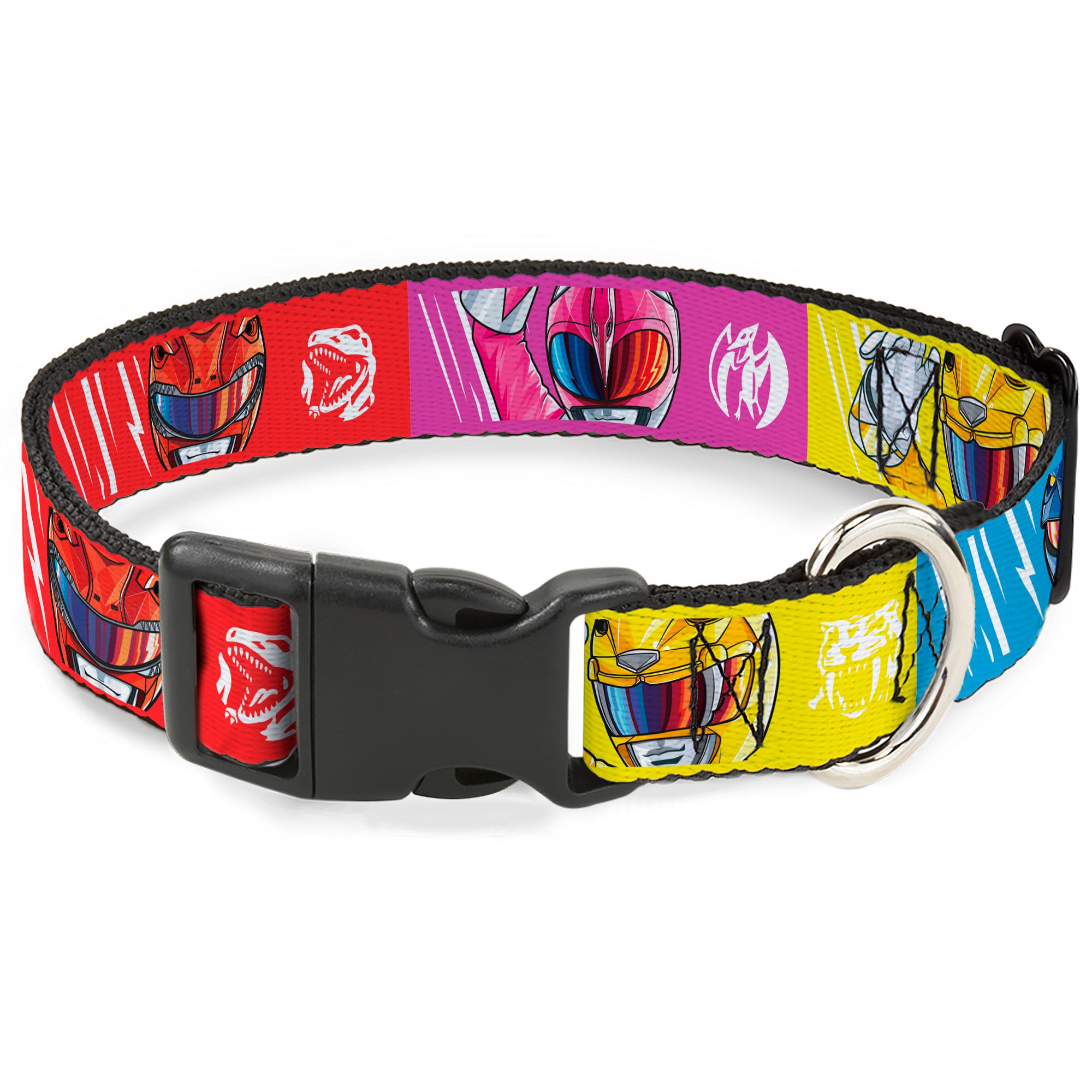 Plastic Clip Collar - Power Rangers Face and Power Icon Blocks Multi Color