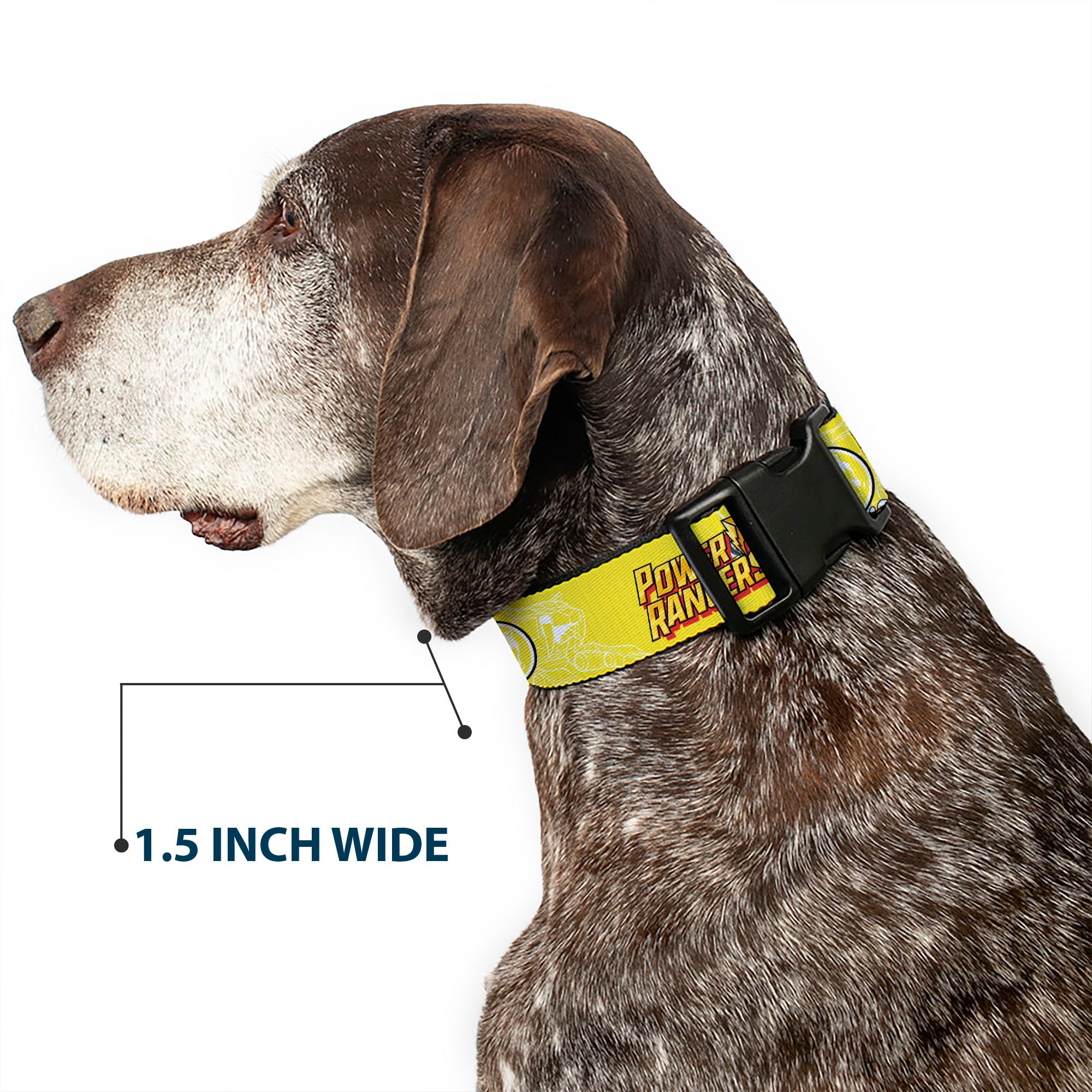 Plastic Clip Collar - POWER RANGERS Yellow Ranger Sabertooth Tiger Pose and Coin Icon Yellow