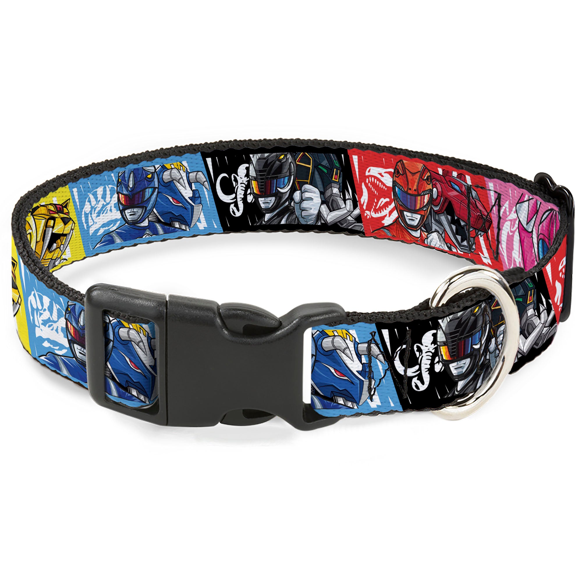 Plastic Clip Collar - Power Rangers Pose and Zord Blocks Multi Color