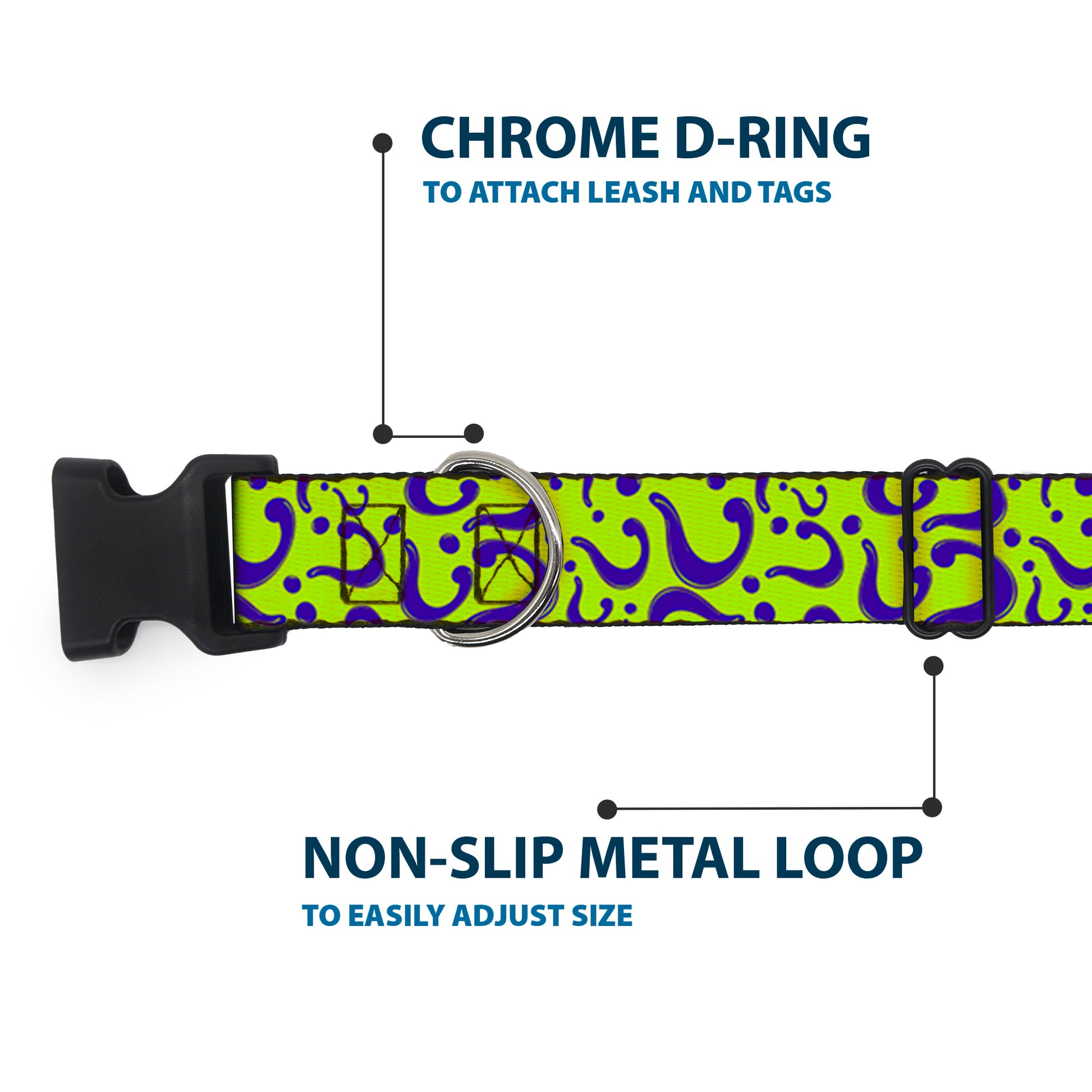 Plastic Clip Collar - Question Mark Scattered Lime Green/Purple Plastic Clip Collars DC Comics