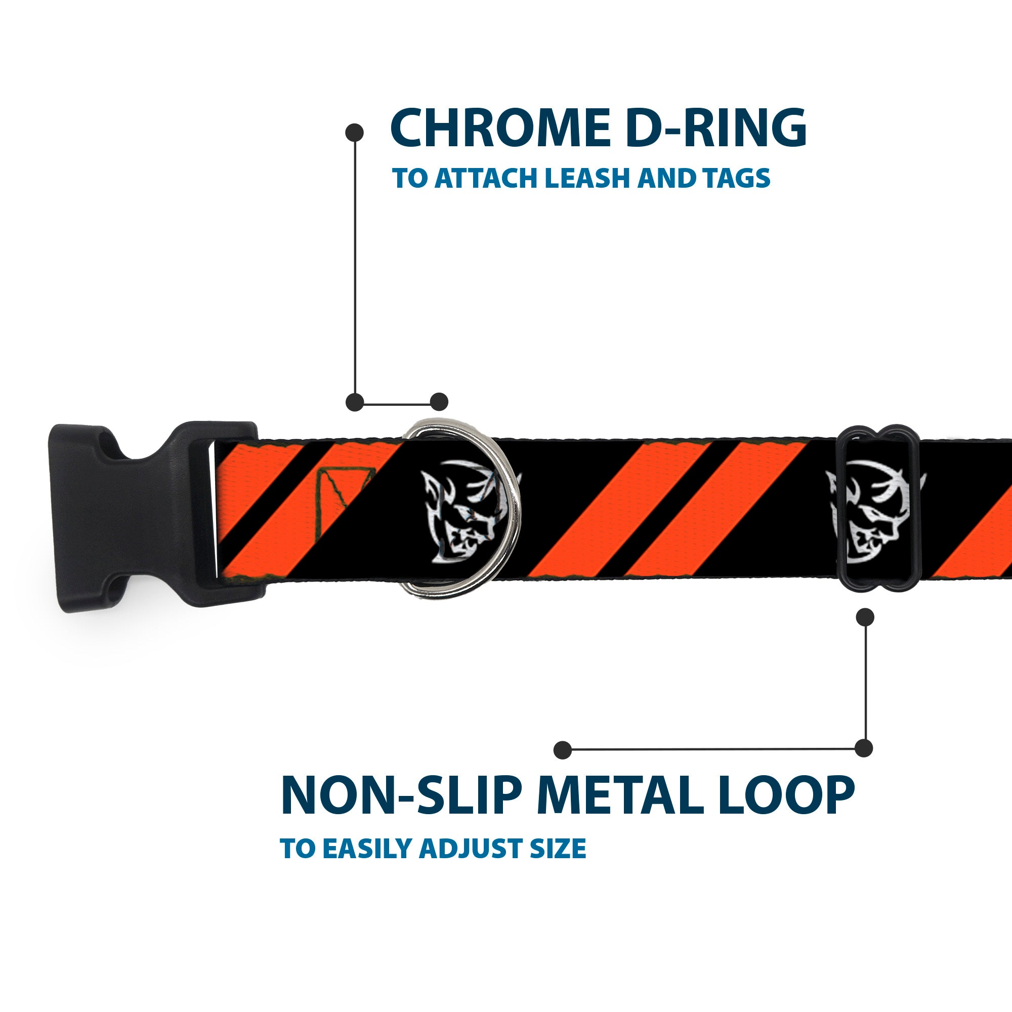 Plastic Clip Collar - Dodge Stripes/Demon Icon Black/Red/White Plastic Clip Collars Dodge