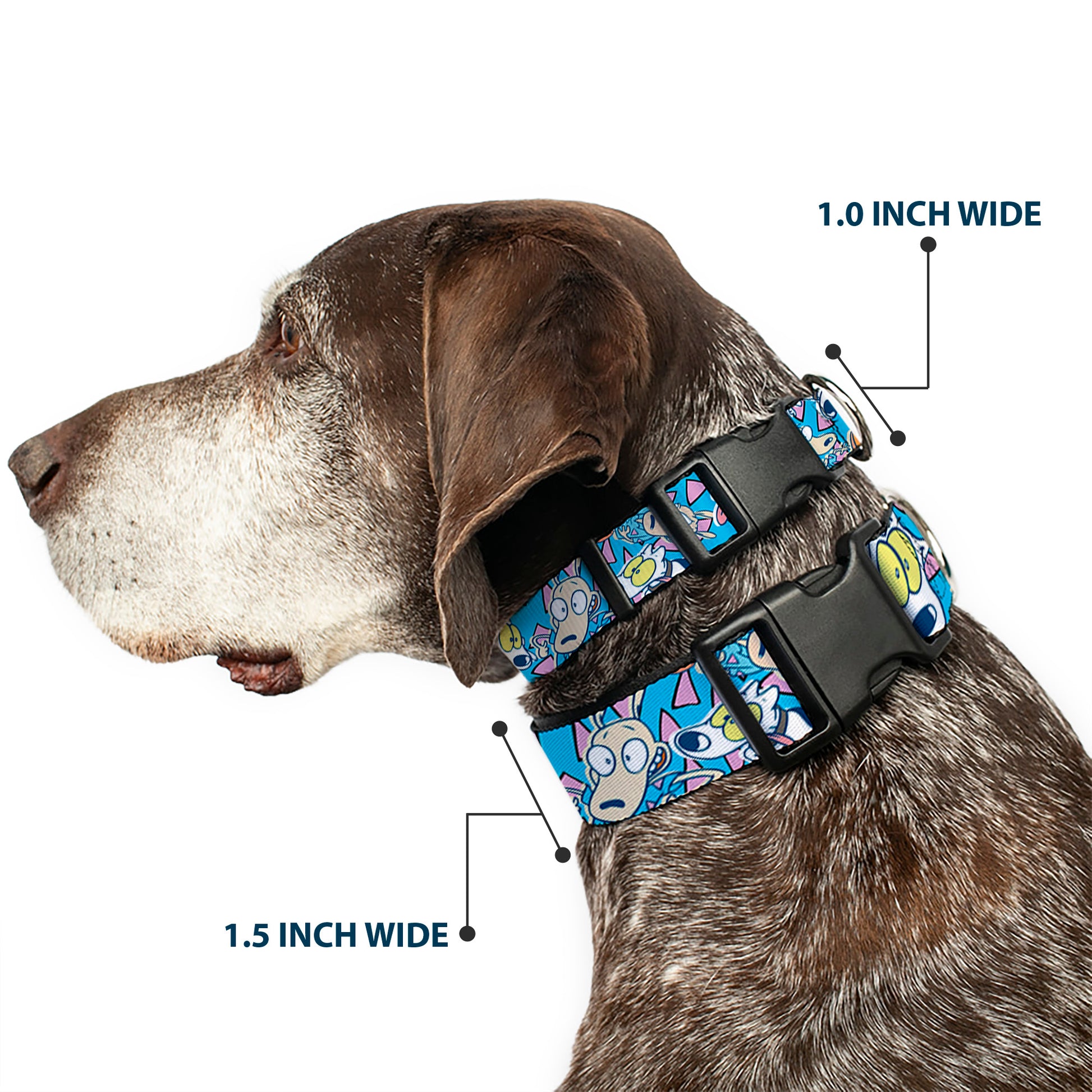 Plastic Clip Collar - Rocko & Spunky Scattered Expressions/Triangles Blue/Lavender Plastic Clip Collars Ren and Stimpy