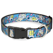 Plastic Clip Collar - Rocko & Spunky Scattered Expressions/Triangles Blue/Lavender Plastic Clip Collars Ren and Stimpy