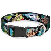 Plastic Clip Collar - ROCKO'S MODERN LIFE Character Portraits/Triangles Black/Blue Plastic Clip Collars Ren and Stimpy