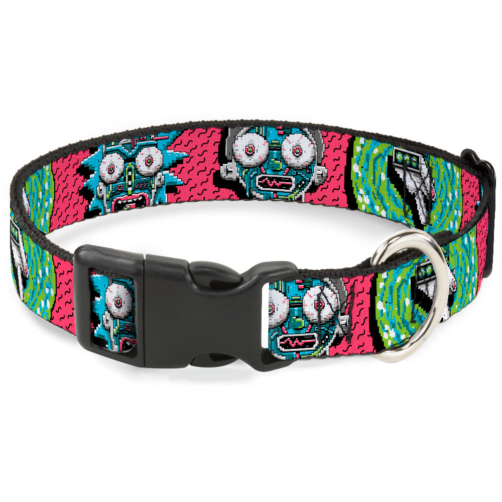 Plastic Clip Collar - Rick and Morty Circuit Faces/Portal Gun Pink Plastic Clip Collars Rick and Morty