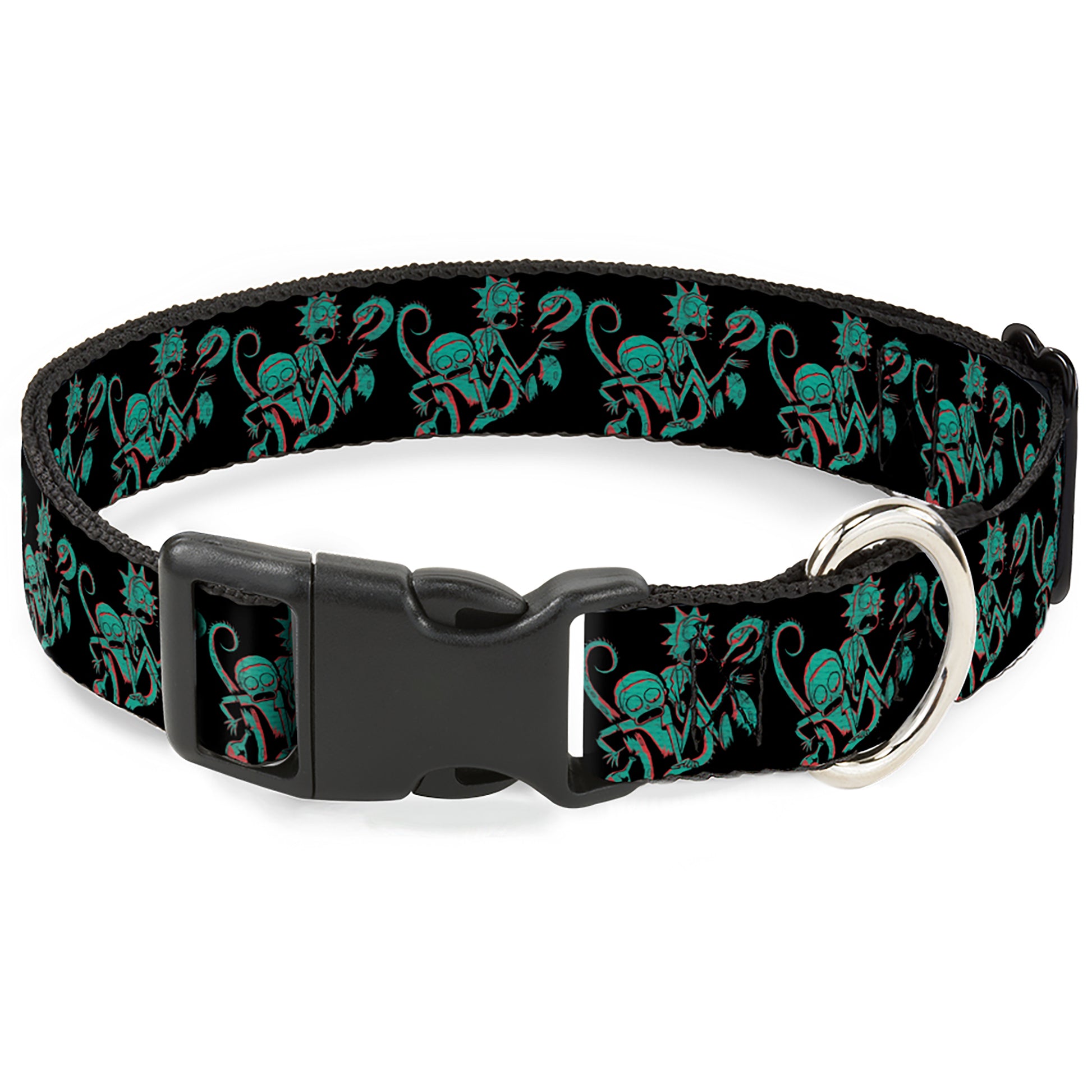 Plastic Clip Collar - Rick and Morty Psychedelic Monster Pose Black/Greens Plastic Clip Collars Rick and Morty