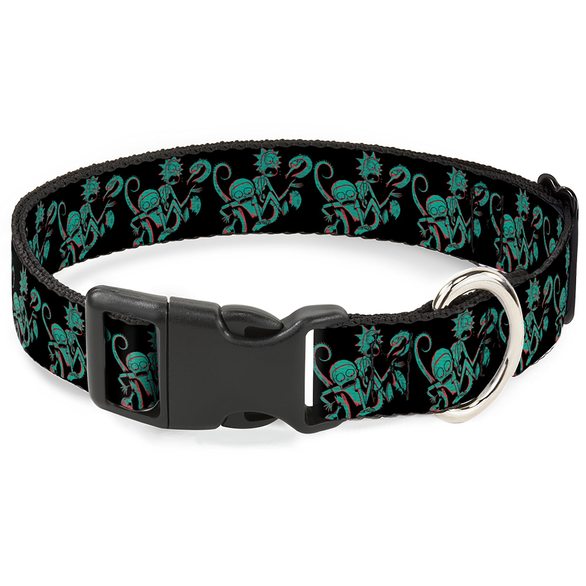 Plastic Clip Collar - Rick and Morty Psychedelic Monster Pose Black/Greens Plastic Clip Collars Rick and Morty