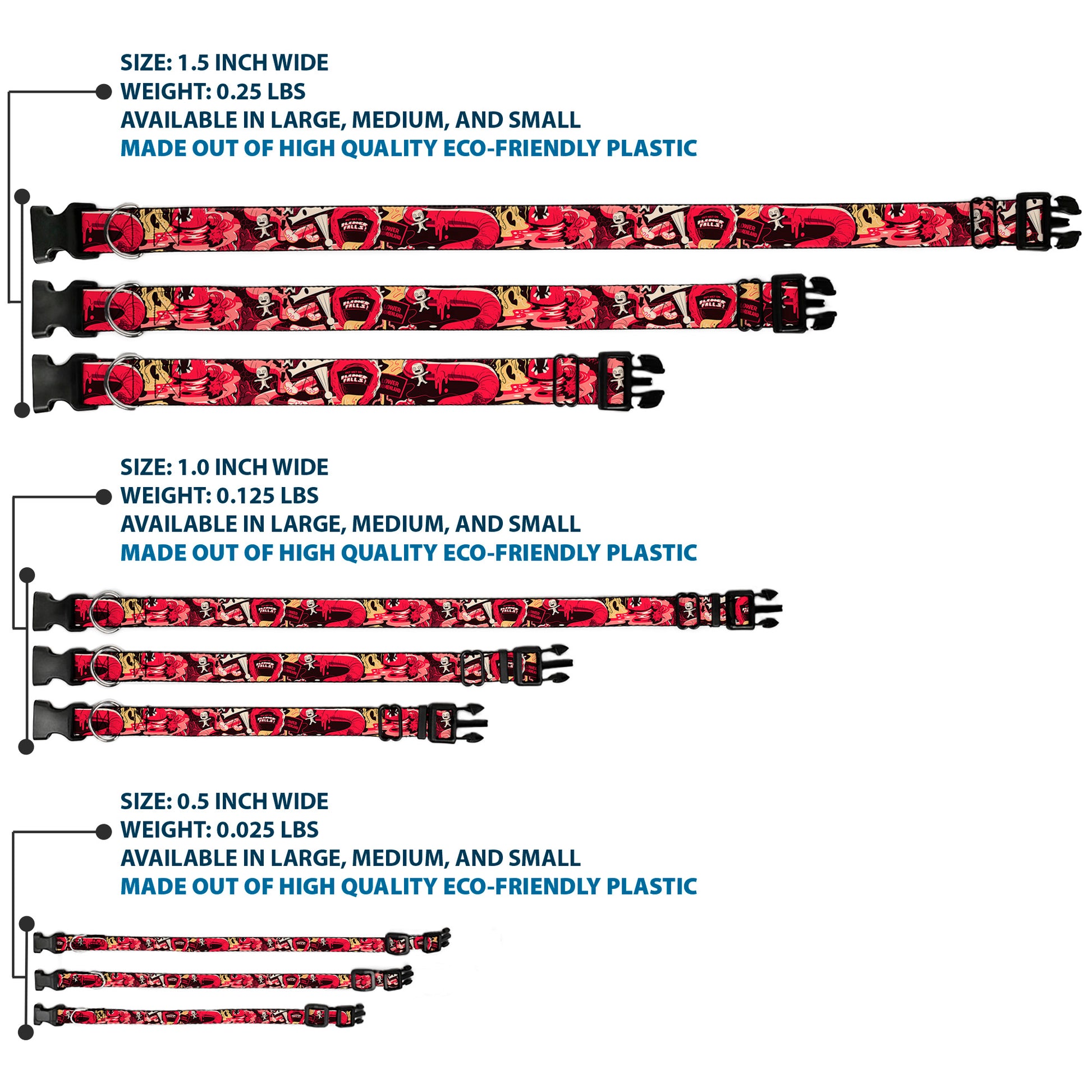 Plastic Clip Collar - Rick and Morty Anatomy Park Collage Reds/Black Plastic Clip Collars Rick and Morty