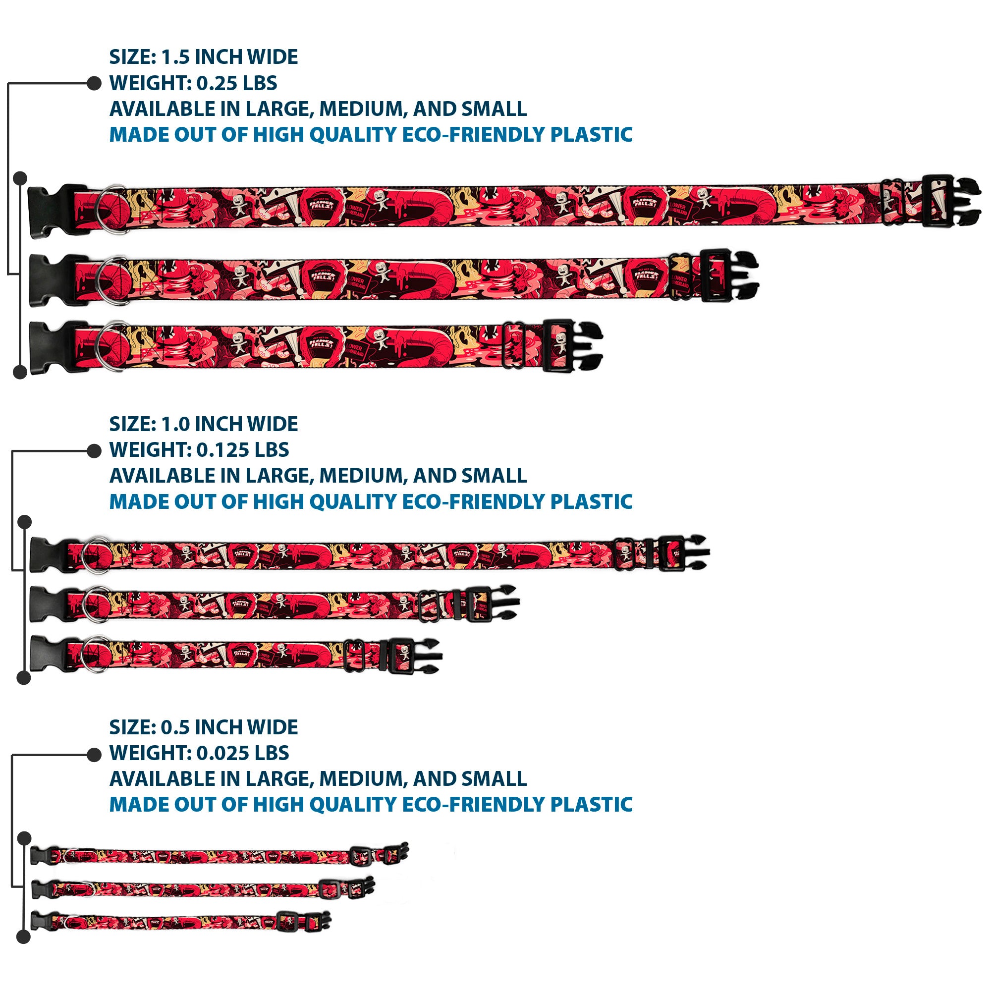 Plastic Clip Collar - Rick and Morty Anatomy Park Collage Reds/Black Plastic Clip Collars Rick and Morty