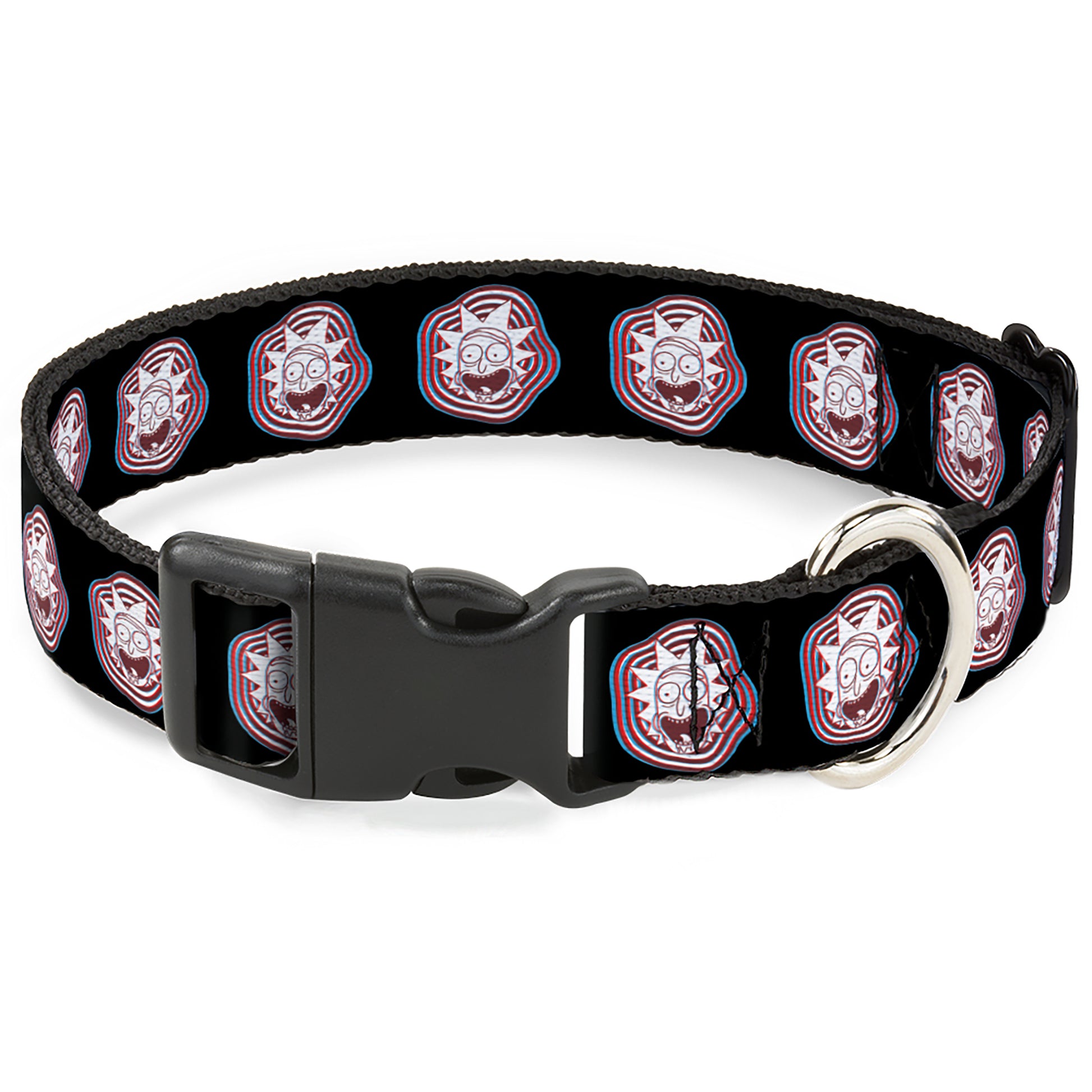 Plastic Clip Collar - Rick and Morty Rick Vaporwave Bullseye Black/Blue/Red/White Plastic Clip Collars Rick and Morty