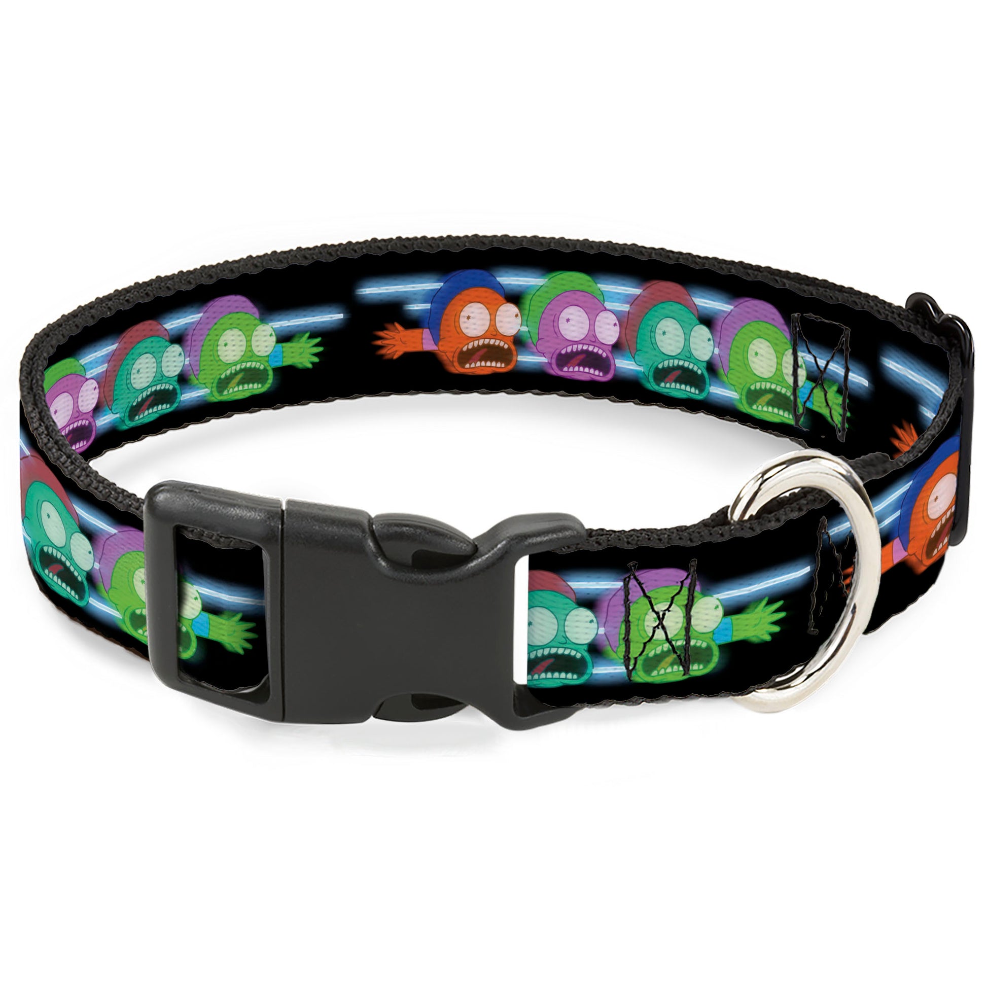 Plastic Clip Collar - Morty Screaming Face Black/Multi Color Plastic Clip Collars Rick and Morty