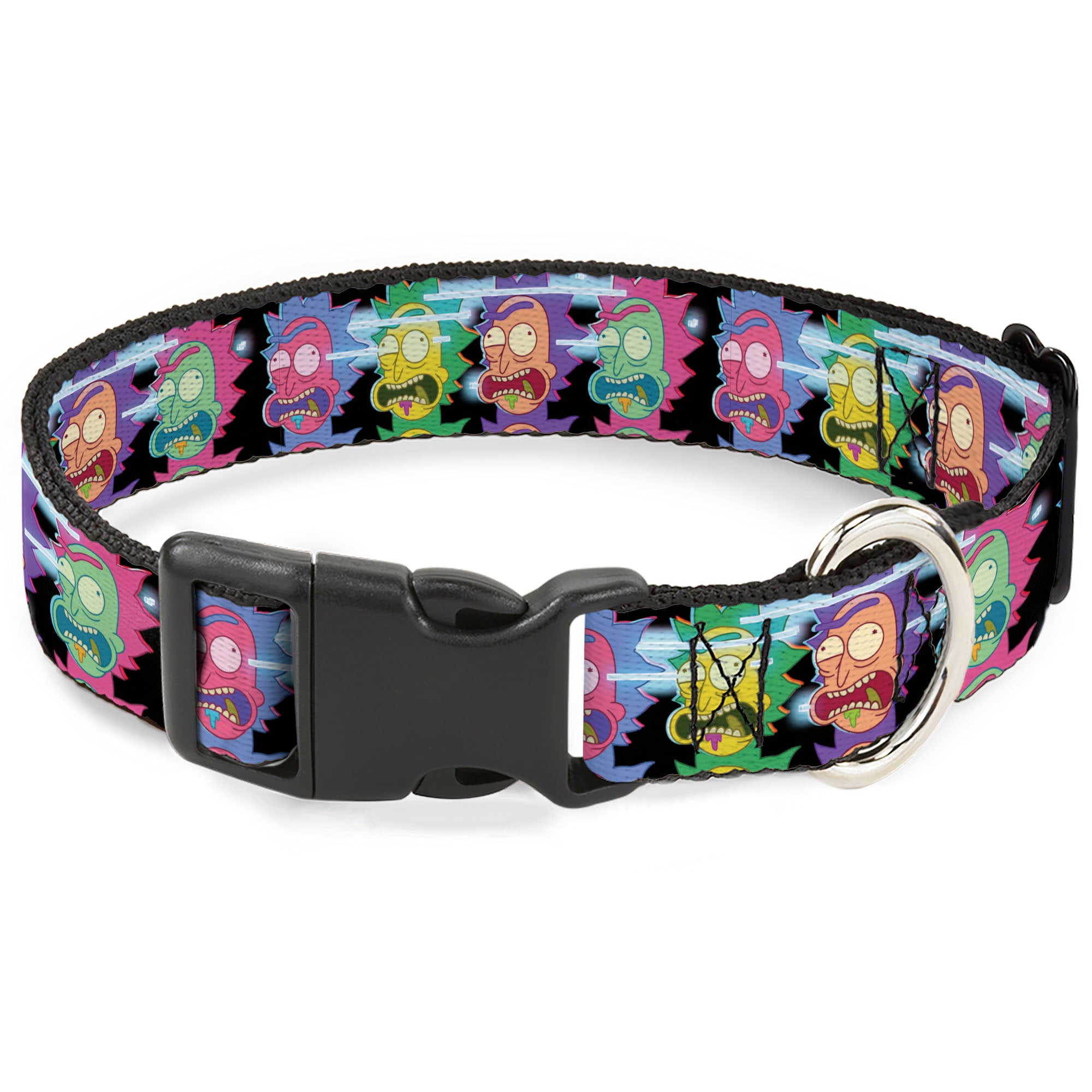 Plastic Clip Collar - Rick Sanchez Screaming Face Black/Multi Color Plastic Clip Collars Rick and Morty