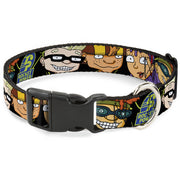 Plastic Clip Collar - ROCKET POWER RP Logo/4-Character Faces CLOSE-UP Black/Green/Blue Plastic Clip Collars Rocket Power