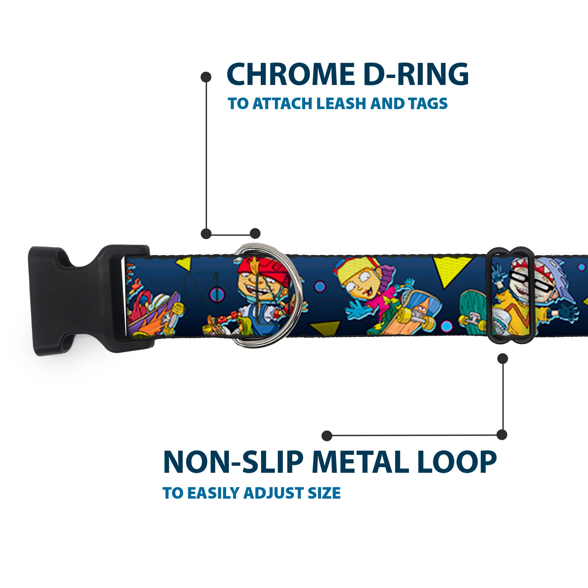 Plastic Clip Collar - Rocket Power 4-Character Action Poses/Shapes Cool Gray/Multi Color Plastic Clip Collars Rocket Power