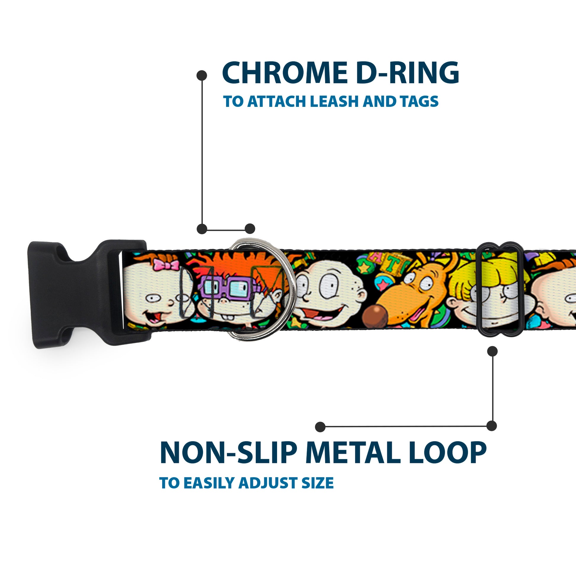 Plastic Clip Collar - Rugrats Character Faces CLOSE-UP Plastic Clip Collars Rugrats