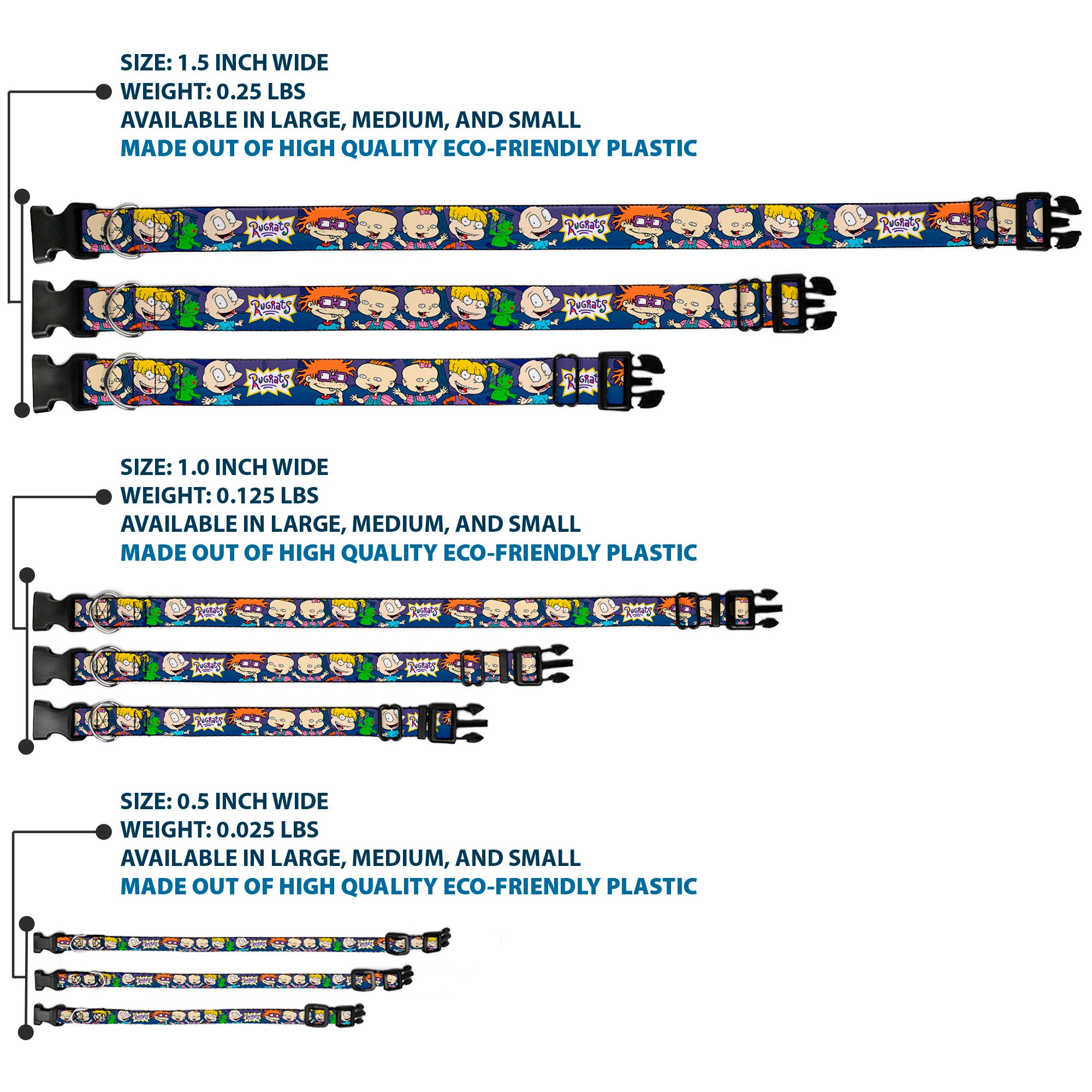 Plastic Clip Collar - RUGRATS Group Pose2 w/Reptar Plastic Clip Collars Rugrats