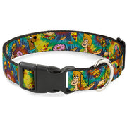 Plastic Clip Collar - Scooby Doo and Shaggy Poses/Munchies Tie Dye Multi Color Plastic Clip Collars Scooby Doo