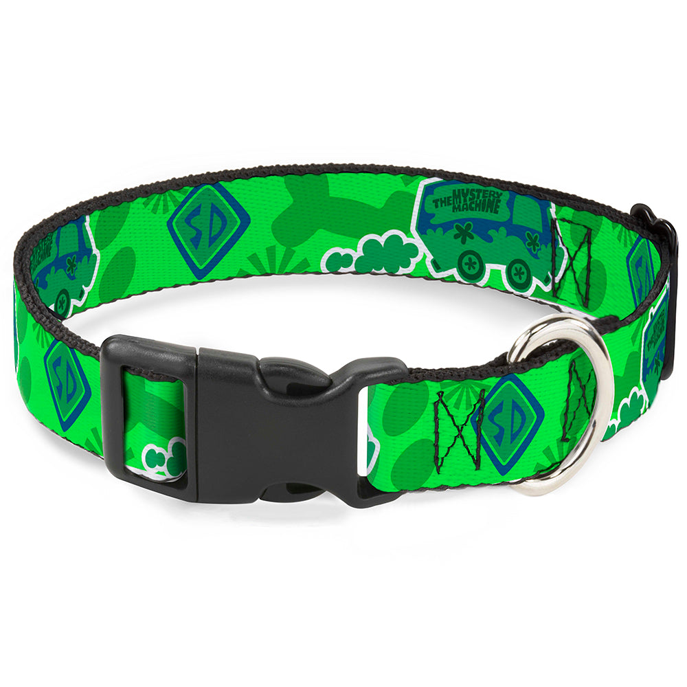 Plastic Clip Collar - Scooby Doo Mystery Machine/Dog Tag Collage Greens/Blues Plastic Clip Collars Scooby Doo