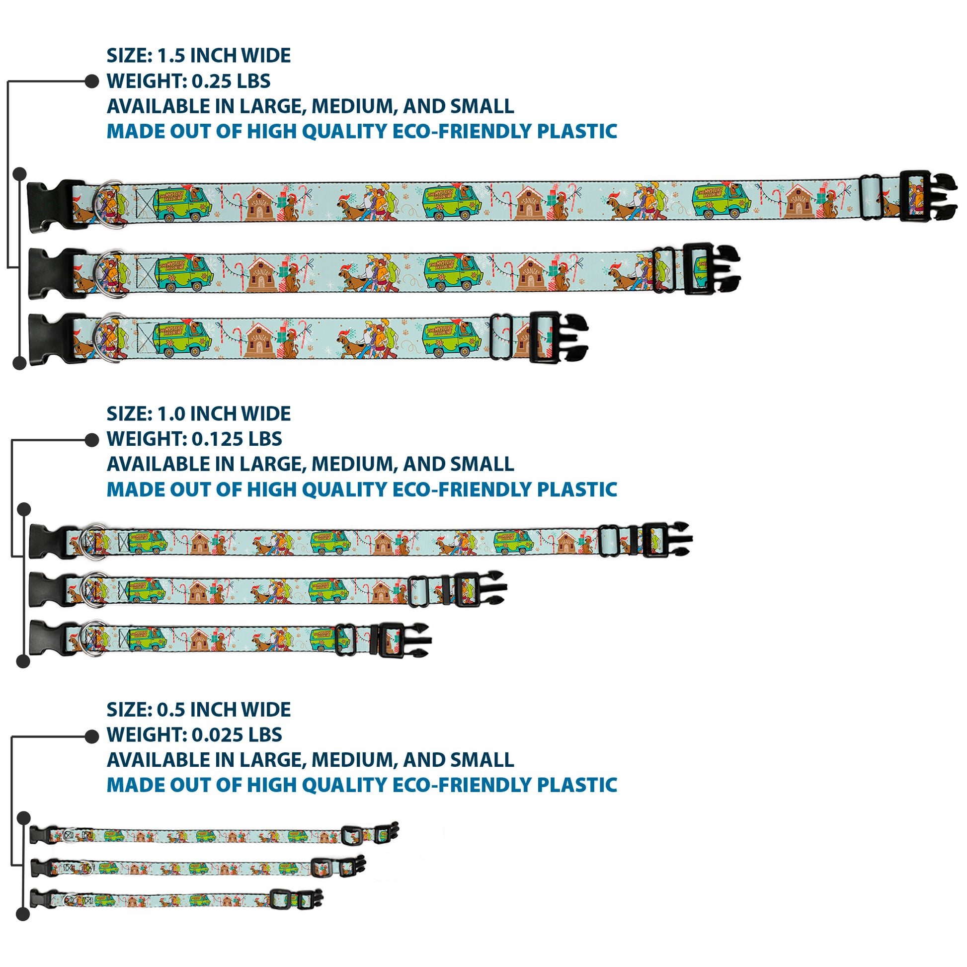 Plastic Clip Collar - Scooby Doo Holiday Scenes and Icons Baby Blue Plastic Clip Collars Scooby Doo