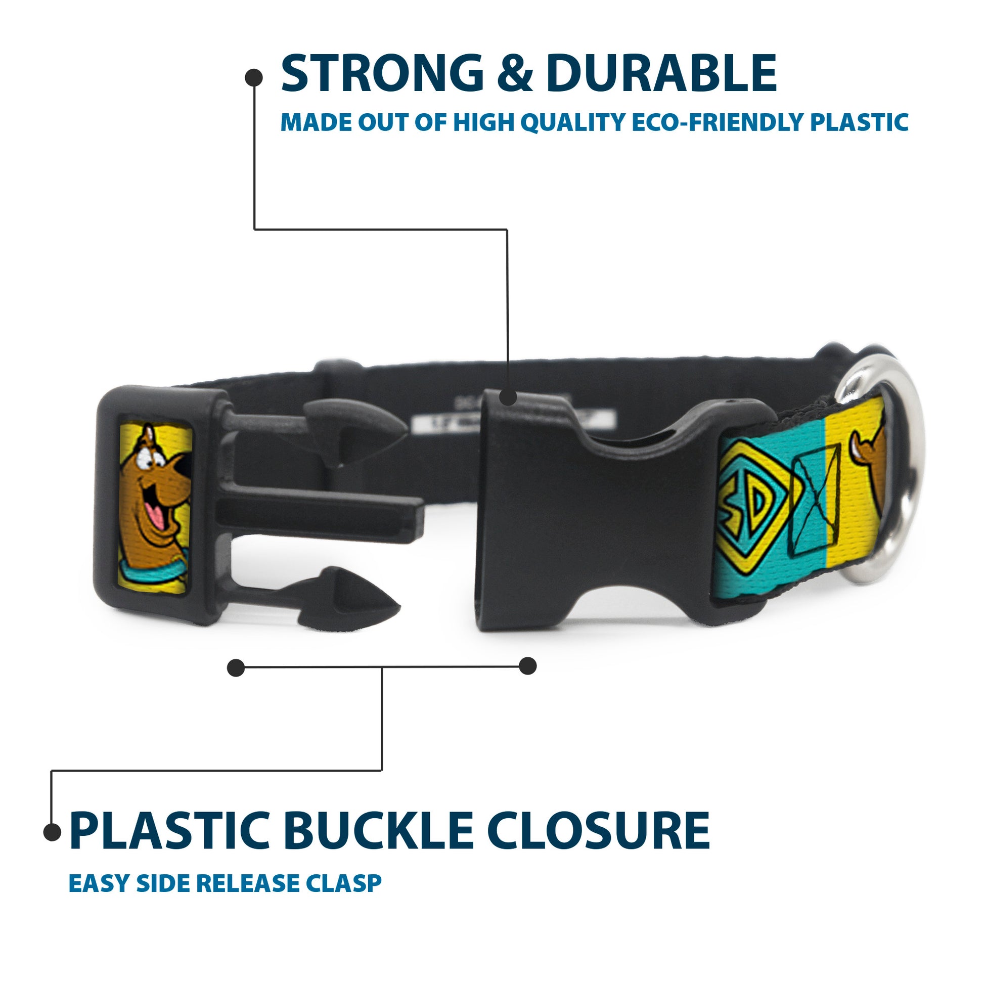 Plastic Clip Collar - Scooby Doo Pose and Dog Tag Blocks Yellow/Blue Plastic Clip Collars Scooby Doo