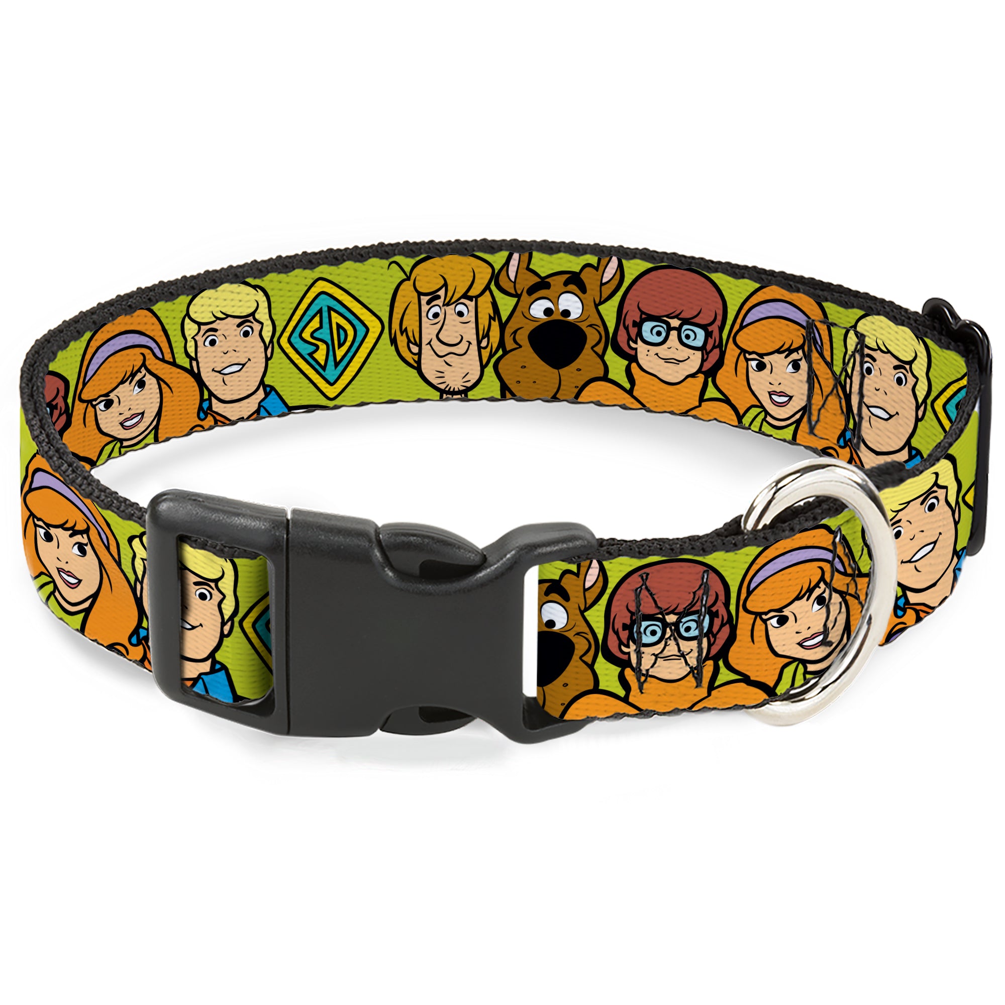 Plastic Clip Collar - Scooby Doo Character Faces Close-Up Green Plastic Clip Collars Scooby Doo