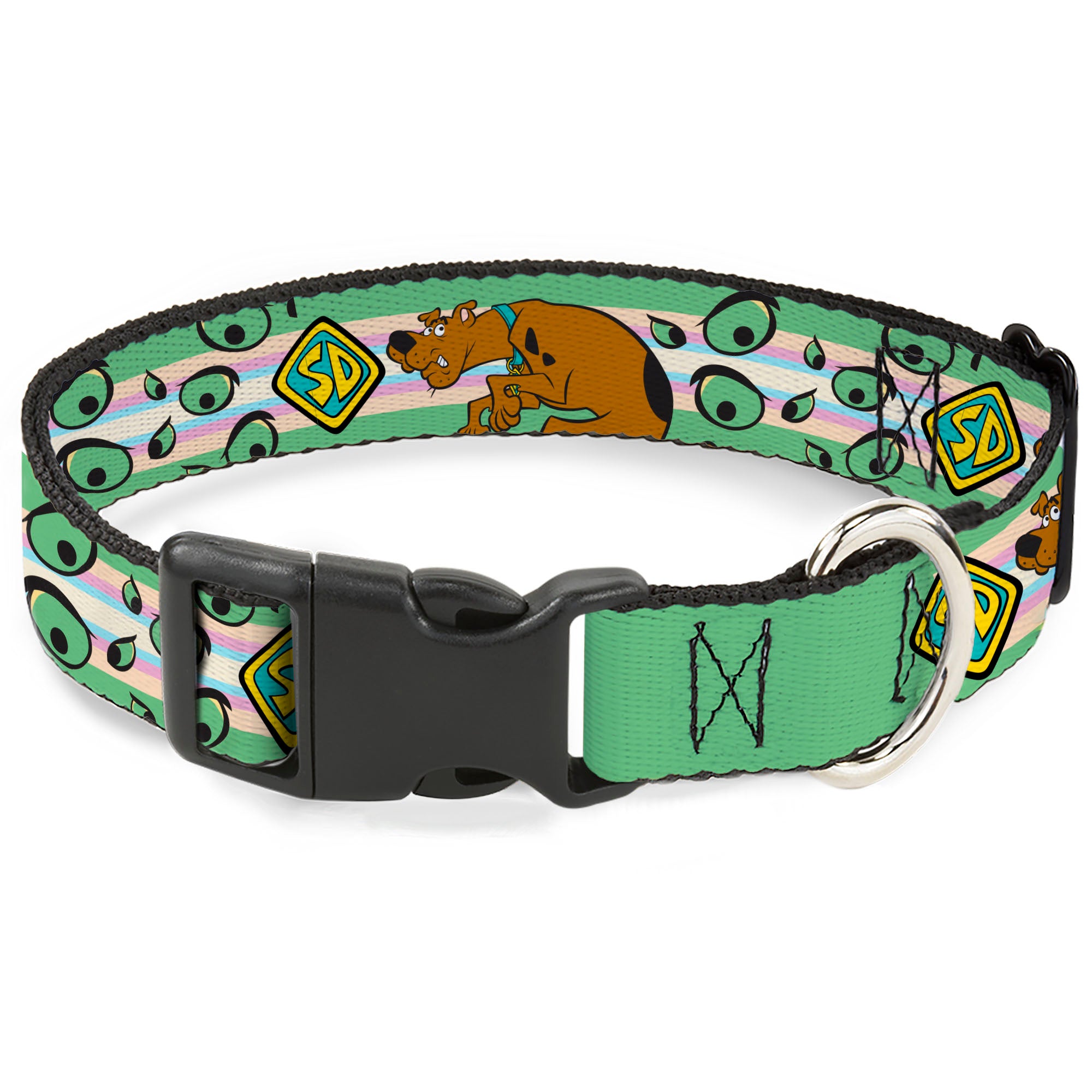 Plastic Clip Collar - Scooby-Doo Sneaking Pose and Monster Eyes Greens Plastic Clip Collars Scooby Doo